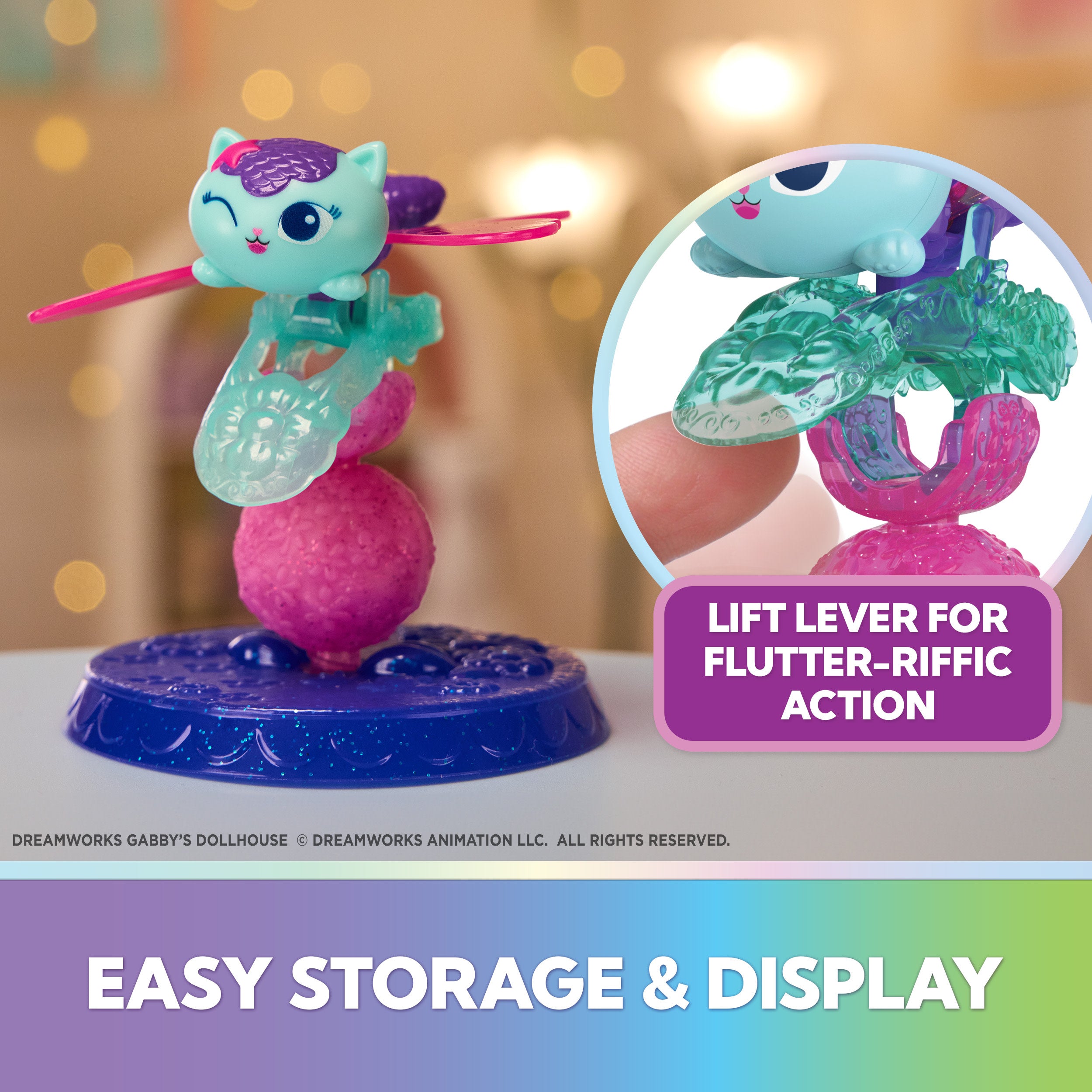 Gabby's Dollhouse Fairylandia, Kitty Fairy Flutter-Riffic Fairy Ring With Display Stand  Assortment