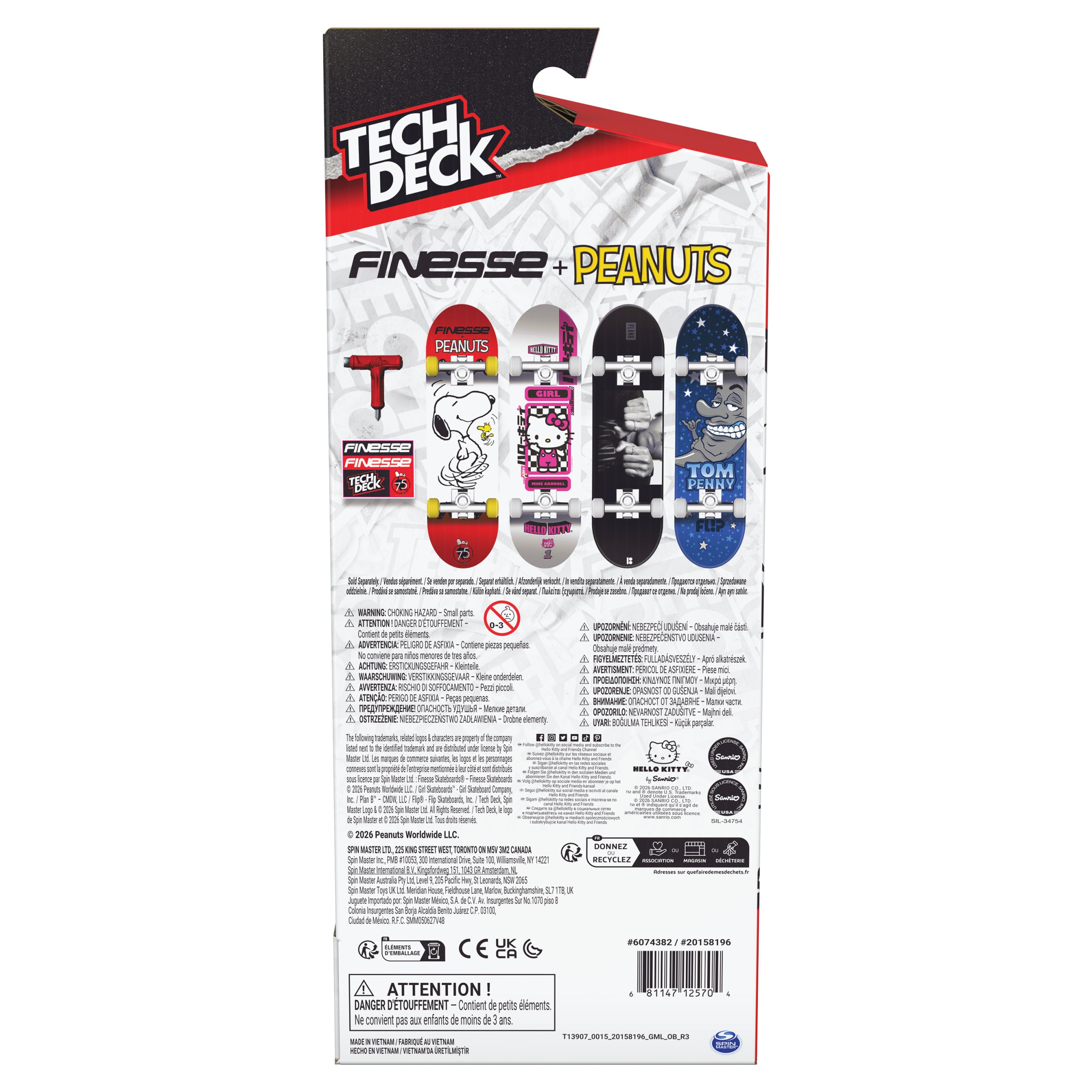 Tech Deck Finesse Peanuts Handboard  Authentic Mini Skateboards (Hands Use Only)