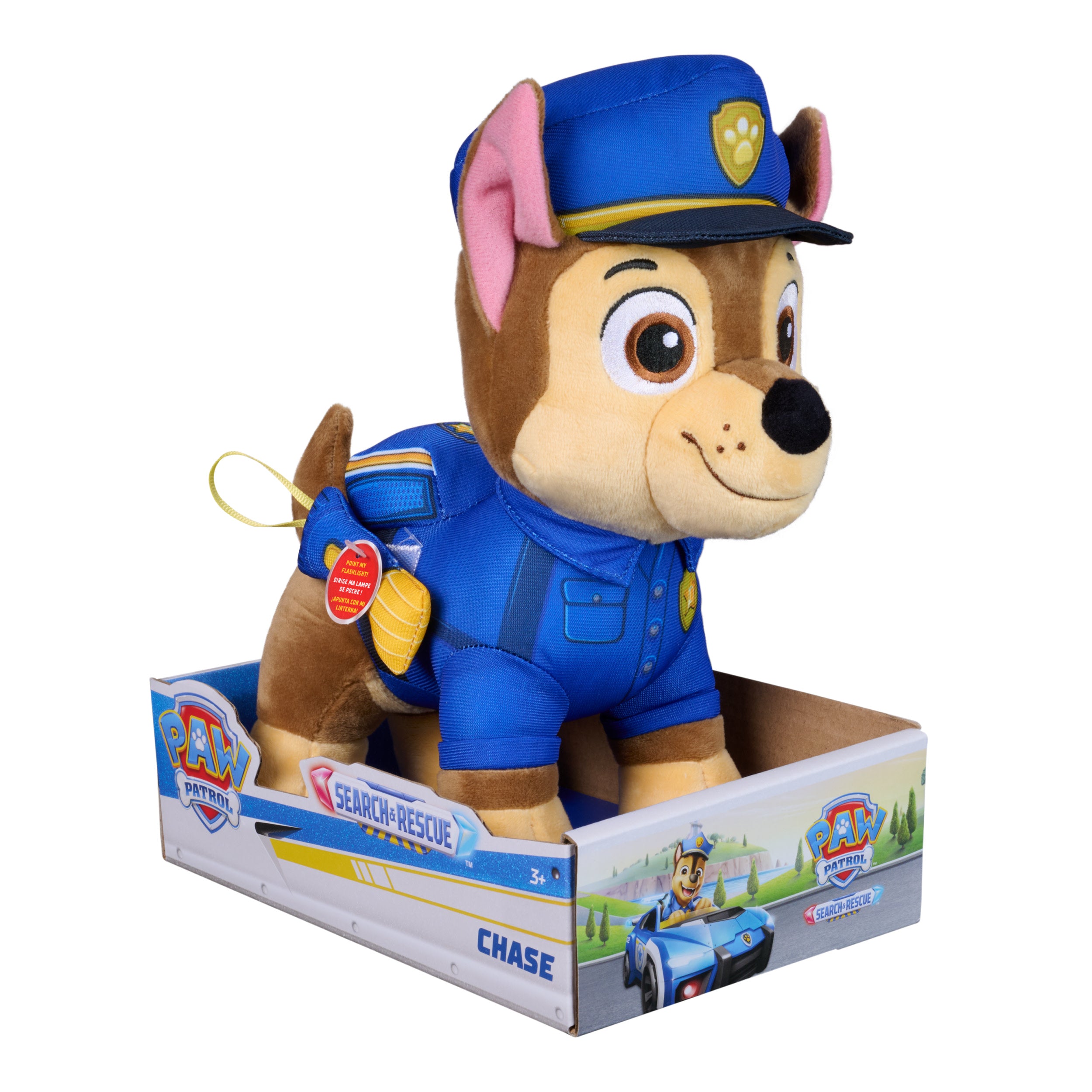  Paw Patrol: Search And Rescue Chase, Plush Toy With Flashlight Accessory 10”