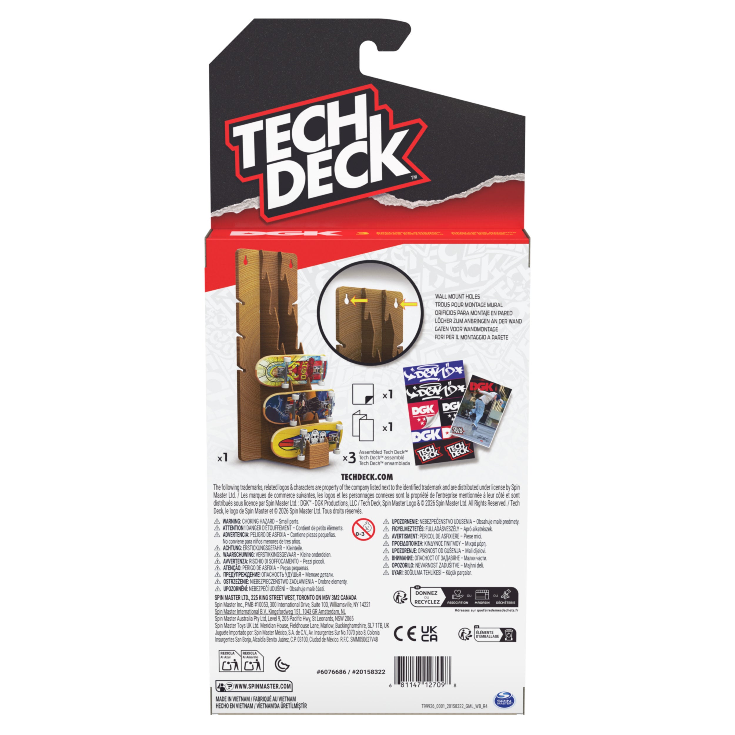 Tech Deck Dgk Fingerboard Display Stand And Skateboard Wall Mount Holds 6 Decks And Includes 3 Exclusive Tech Deck Fingerboards