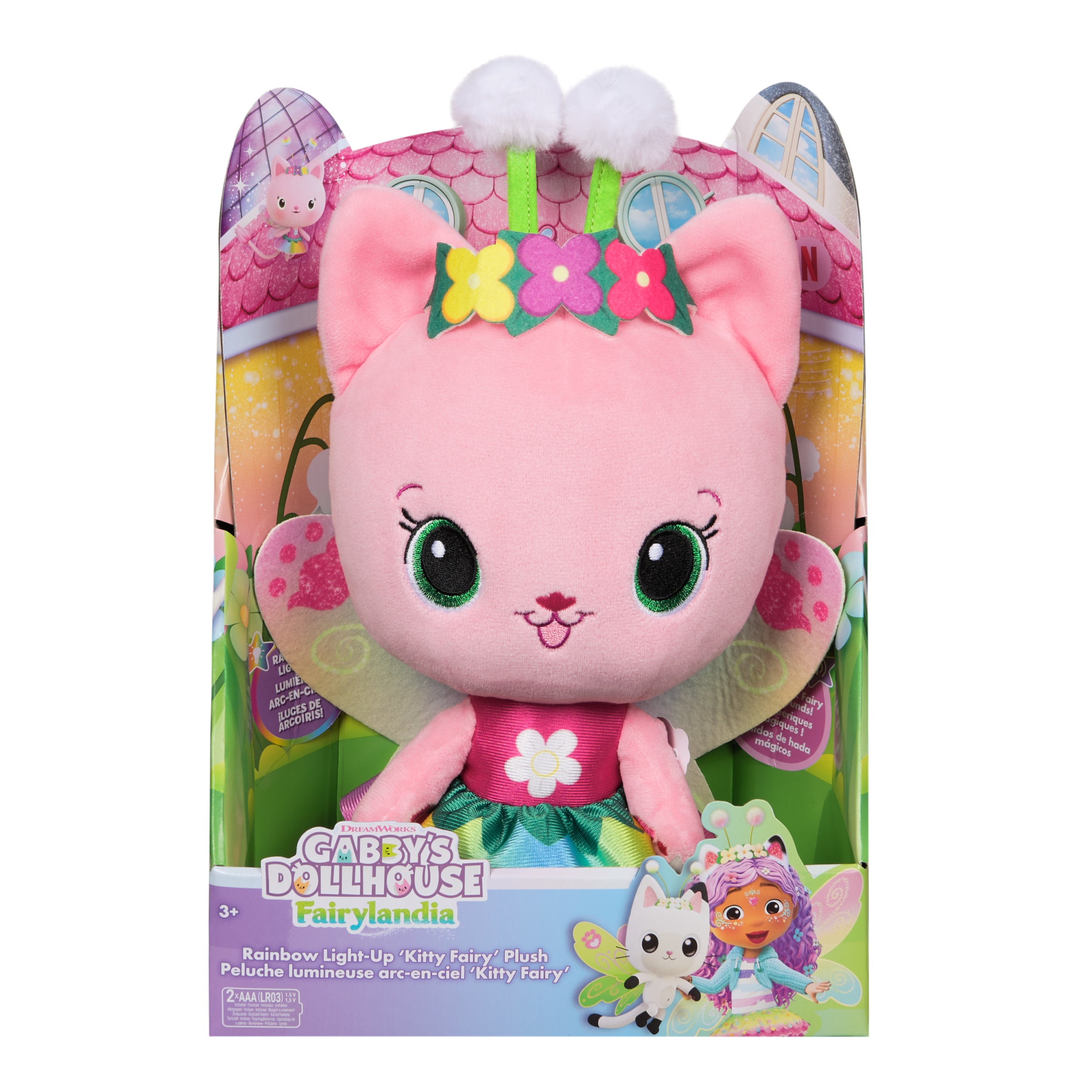 Gabby’s Dollhouse Fairylandia Official Rainbow Light-Up Kitty Fairy Plush