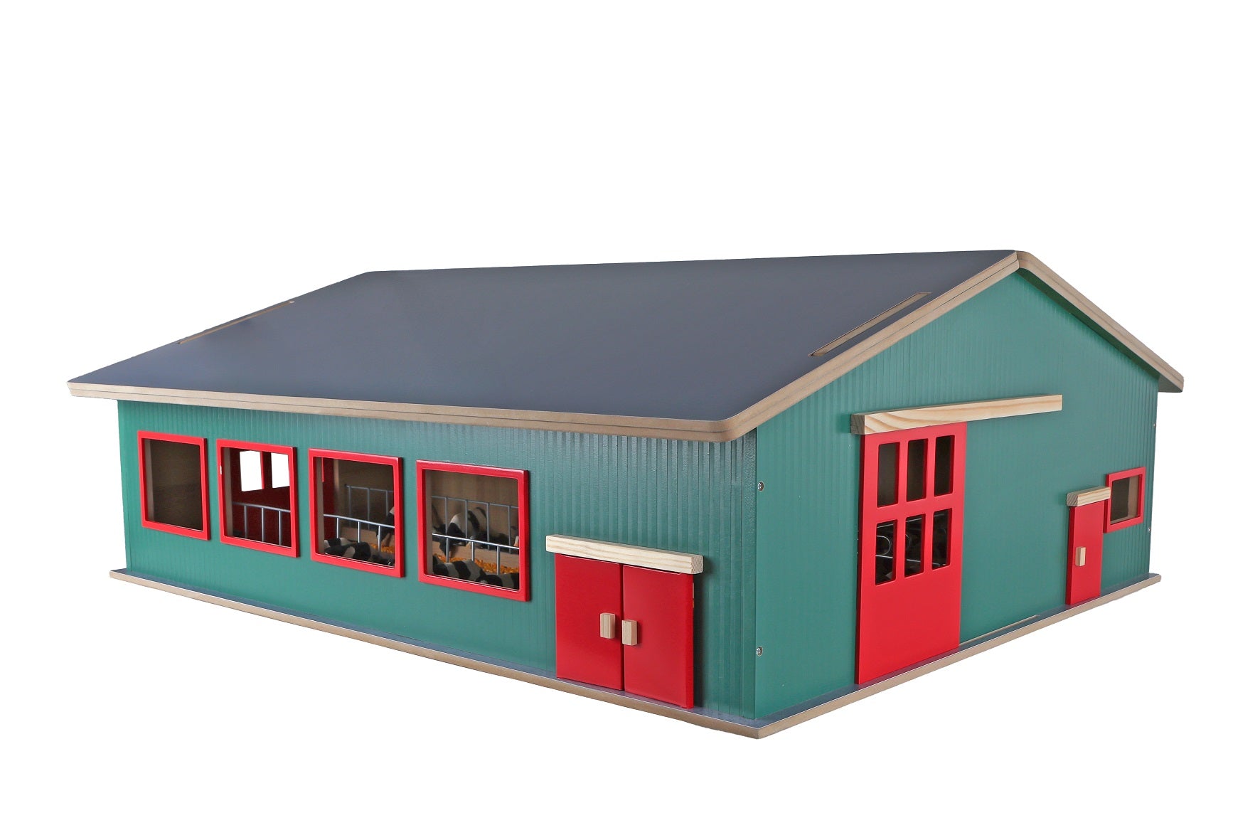 Kids Globe 1:32 Cattle And Machinery Wooden Playshed With Pasture & Removable Roof Panels