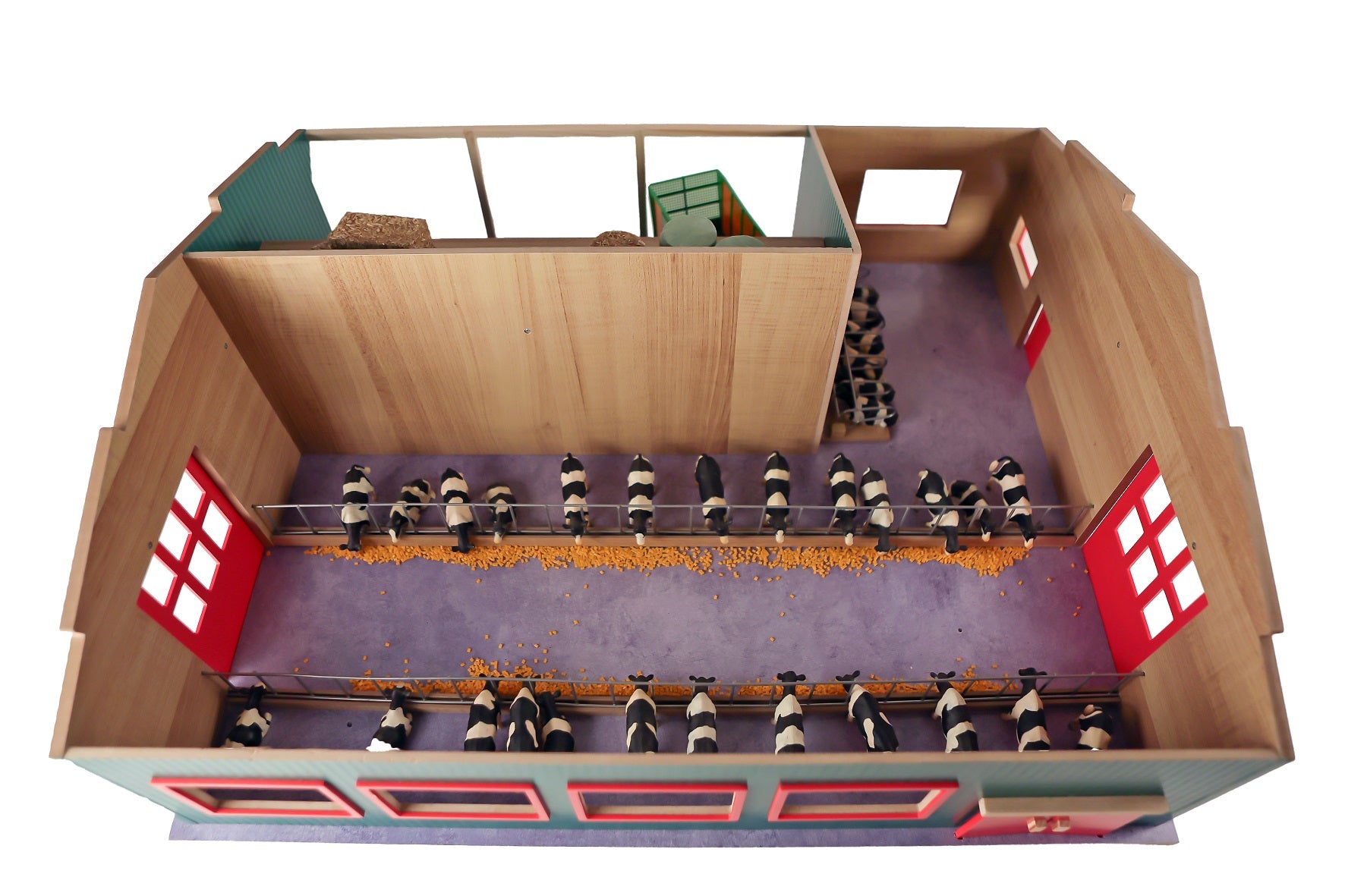 Kids Globe 1:32 Cattle And Machinery Wooden Playshed With Pasture & Removable Roof Panels