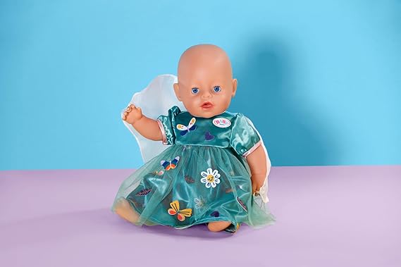 Baby Born Green Fairy Dress With Butterfly Appliques & Fabric Wings Clothing Suitable For Dolls Of Size 43 Cm