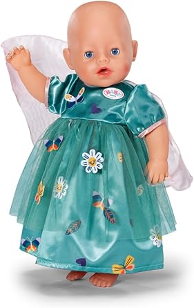 Baby Born Green Fairy Dress With Butterfly Appliques & Fabric Wings Clothing Suitable For Dolls Of Size 43 Cm