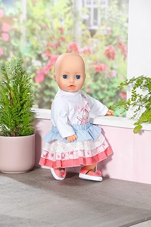 Baby Annabell Outfit Set Includes Pretty Top With Tiered Skirt And Clothes Hanger To Fit 43Cm Baby Annabell Dolls
