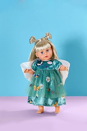 Baby Born Green Fairy Dress With Butterfly Appliques & Fabric Wings Clothing Suitable For Dolls Of Size 43 Cm