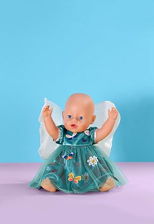 Baby Born Green Fairy Dress With Butterfly Appliques & Fabric Wings Clothing Suitable For Dolls Of Size 43 Cm