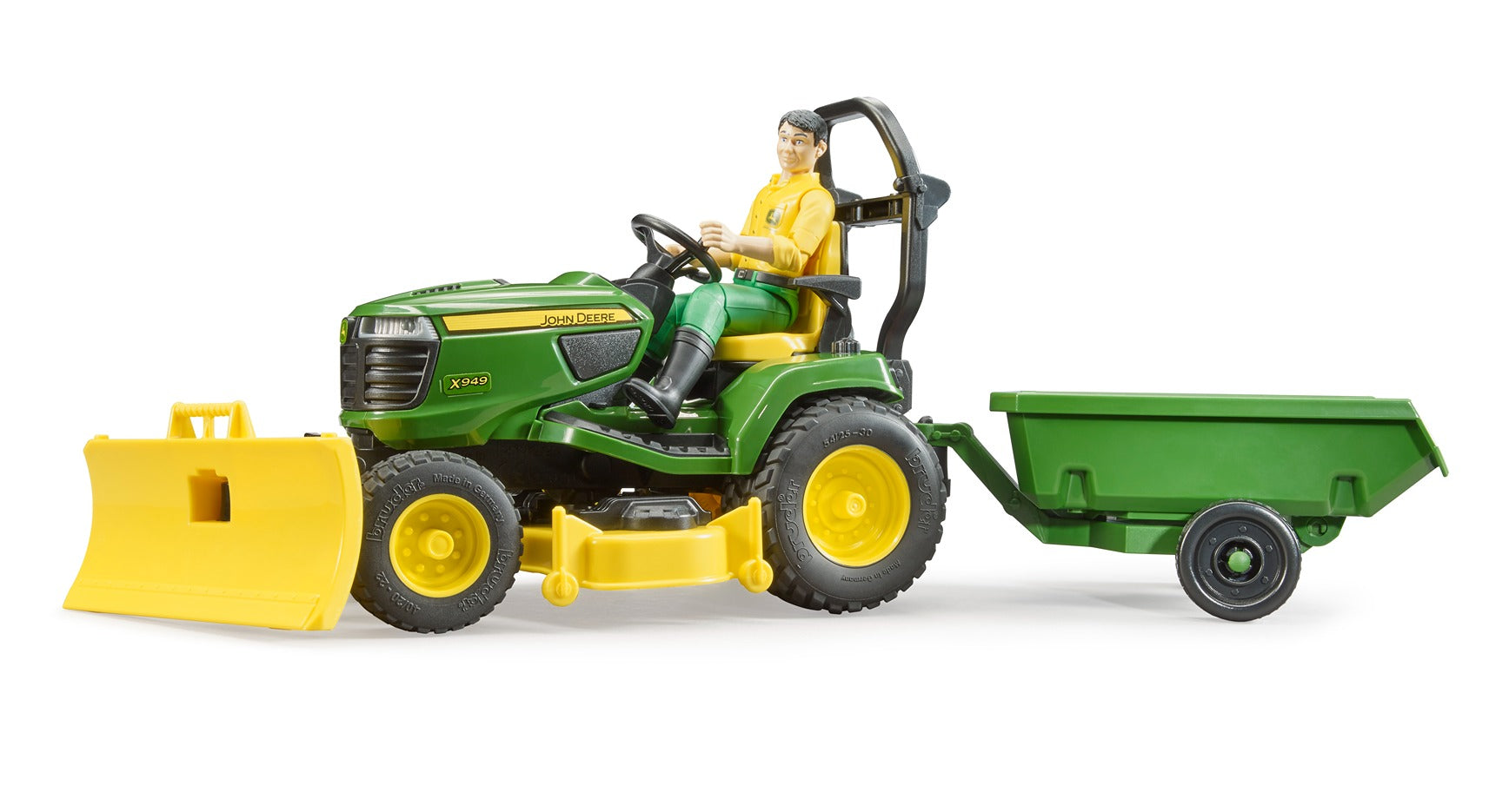 Bruder John Deere Lawn Mower With Trailer And Driver