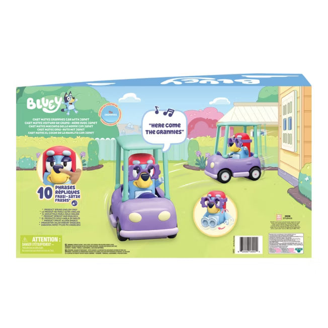 Bluey Chat Mates Figure & Vehicle Grannies Car With Janet