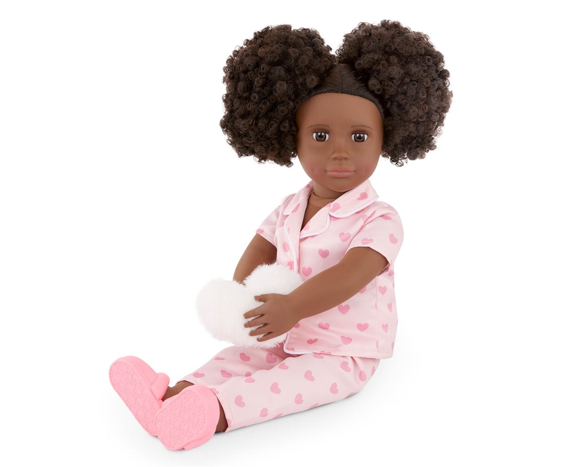 Our Generation Tanisha 18-Inch Sleepover Doll In Matching Pink Pjs