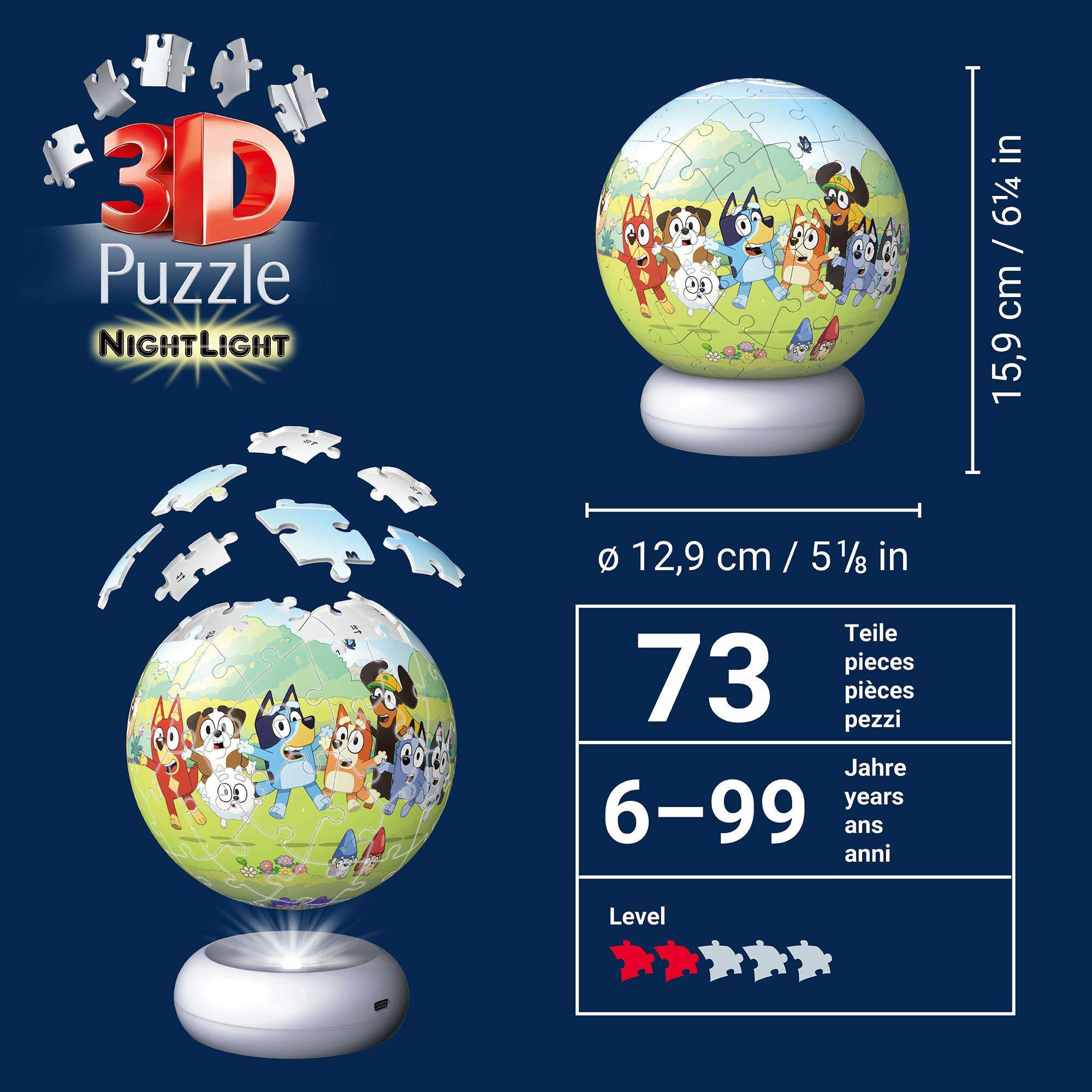Ravensburger Bluey Lit 72 Piece 3D Jigsaw Puzzle - Night Light