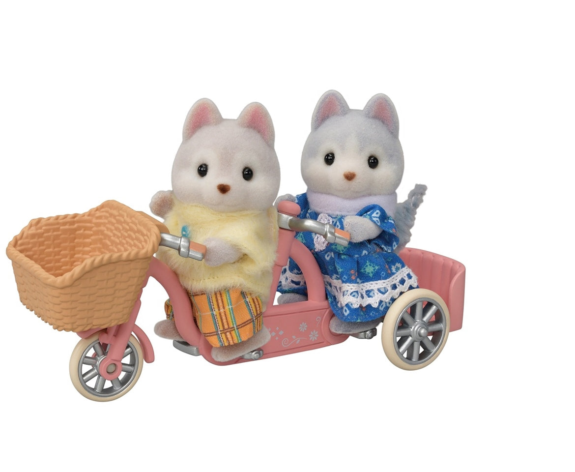 Sylvanian Families Tandem Cycling Set With Husky Brother And Sister