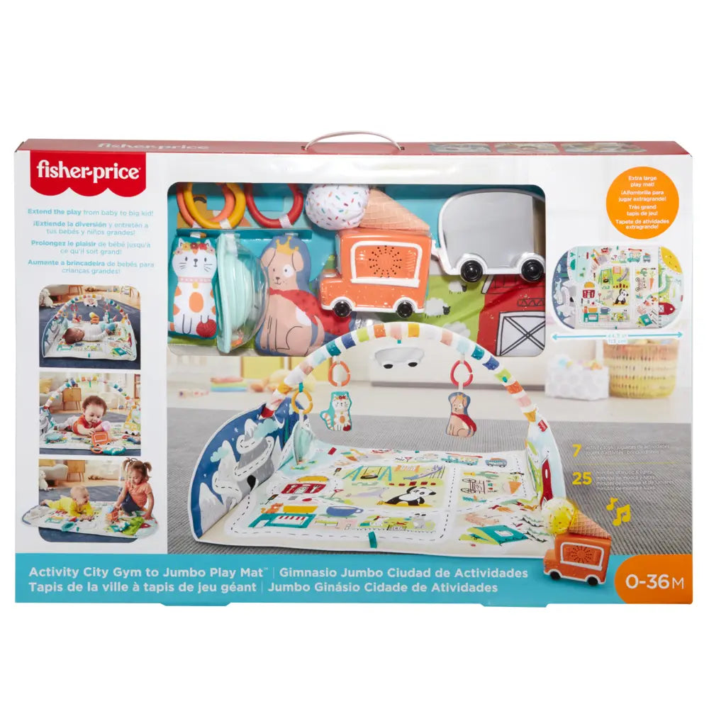 Fisher-Price Activity City Gym To Jumbo Play Mat With Music And Lights