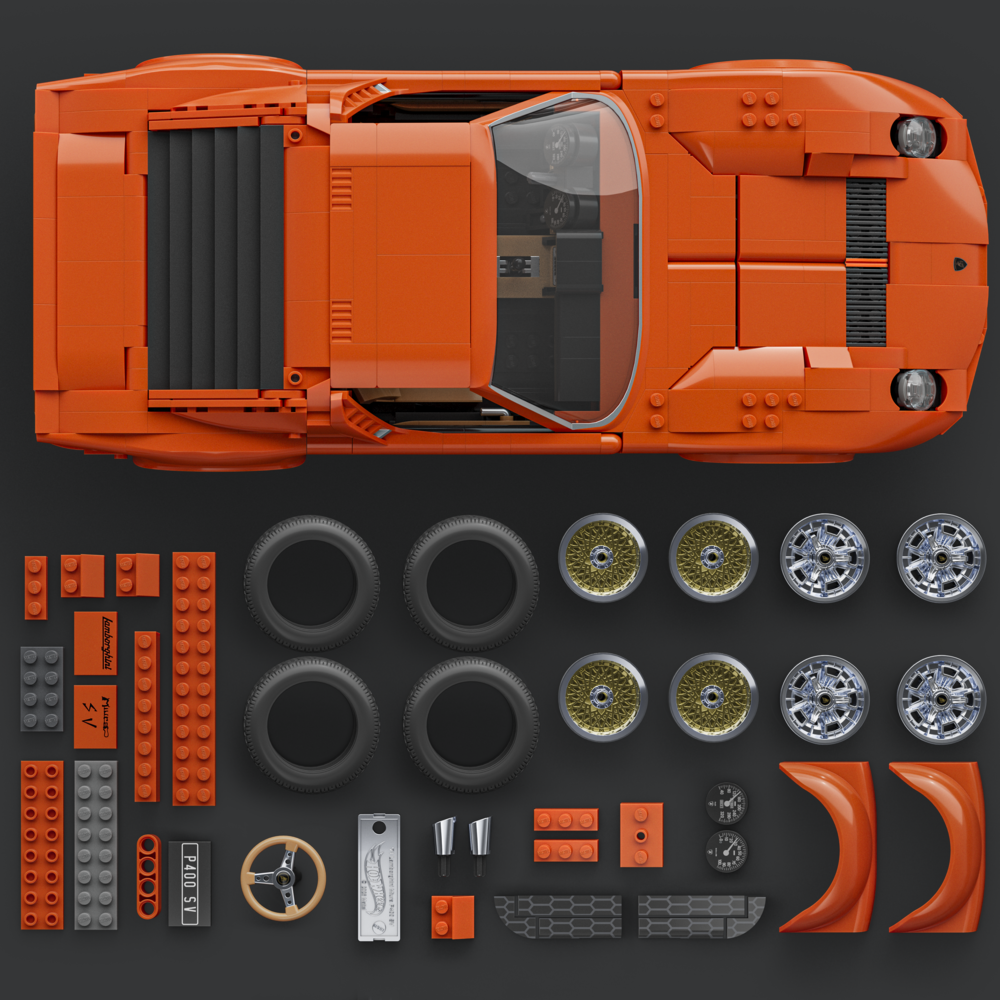 Mattel Brick Shop Hot Wheels Premium Series '71 Lamborghini Miura P400 Sv Building Set