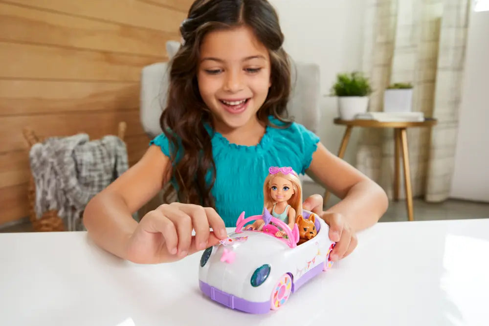 Barbie Chelsea Doll With Unicorn-Themed Car Toy