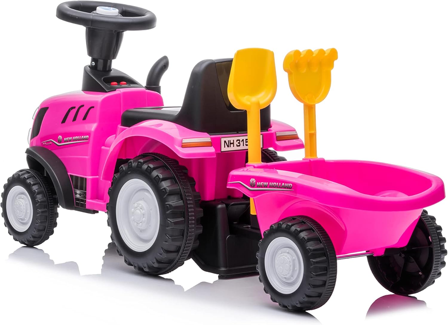 Pink New Holland Tractor Ride On With Trailer