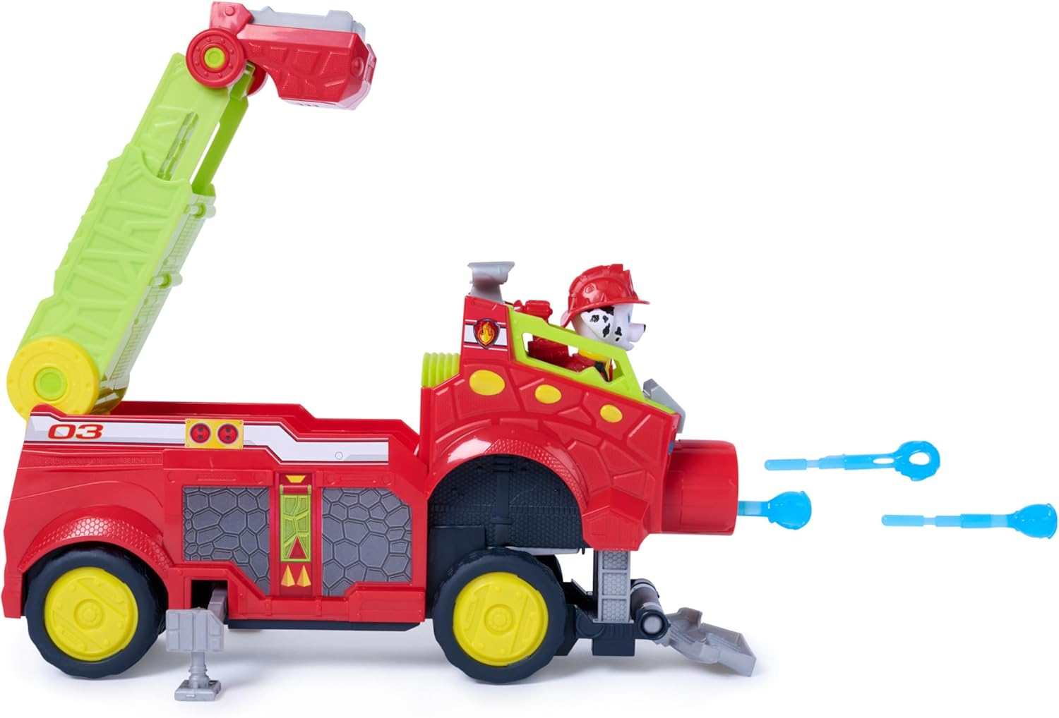 Paw Patrol: The Dino Movie Dino Rescue Responder Over 25.4 Cm Long Firetruck With Marshall Action Figure And 3 Projectiles