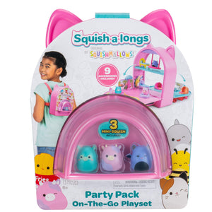 Squish-A-Longs By Original Squishmallows Party Pack On-The-Go Playset - Series 1 - Three 1-Inch Mini-Squish With 9 Furnishings - Collect, Trade, & Play