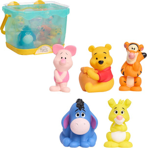 Disney Winnie The Pooh Bath Caddy With 5 Bath Toy Figures