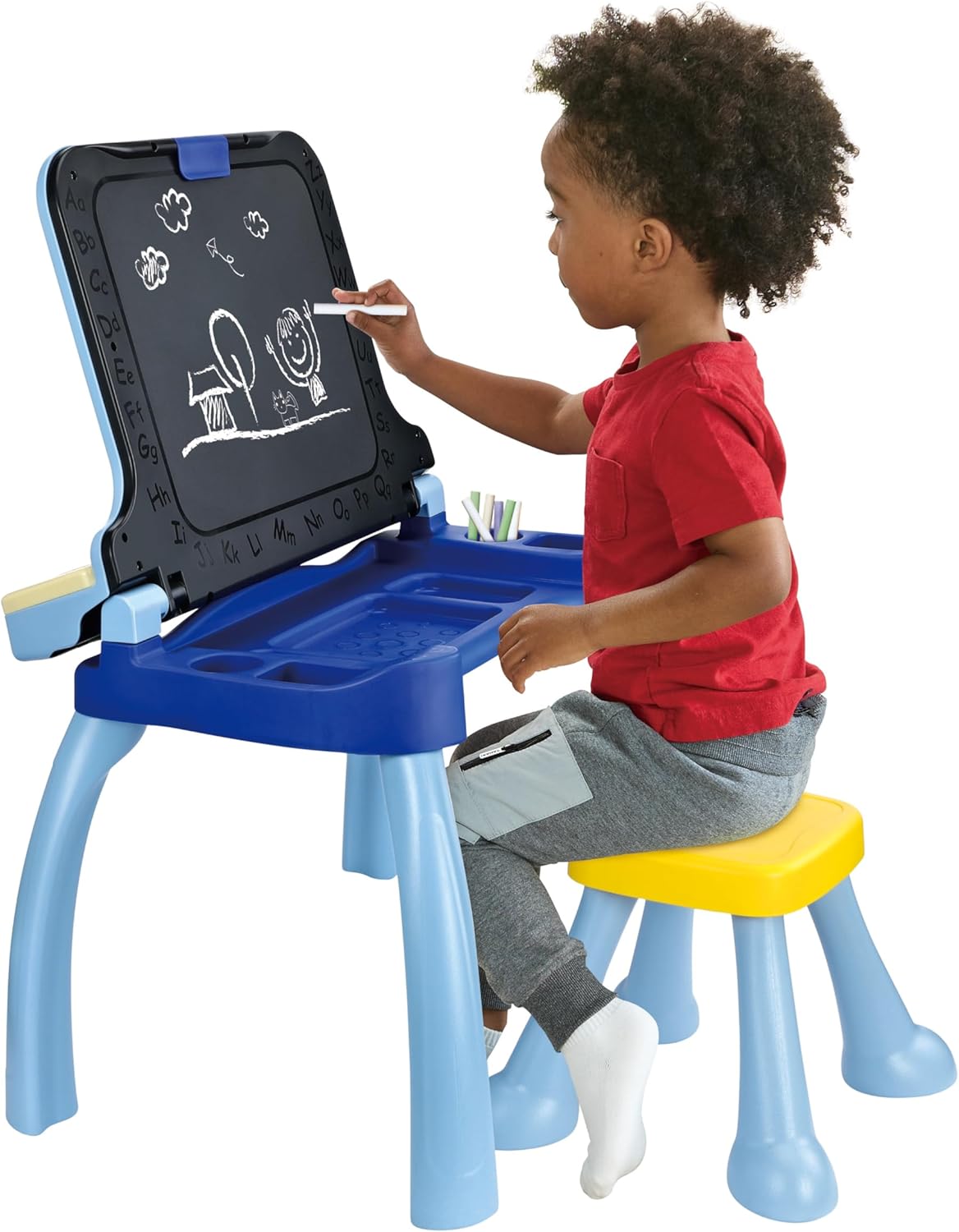 Vtech Official Bluey 3-In-1 Interactive Activity Desk With Chalkboard And Art Station