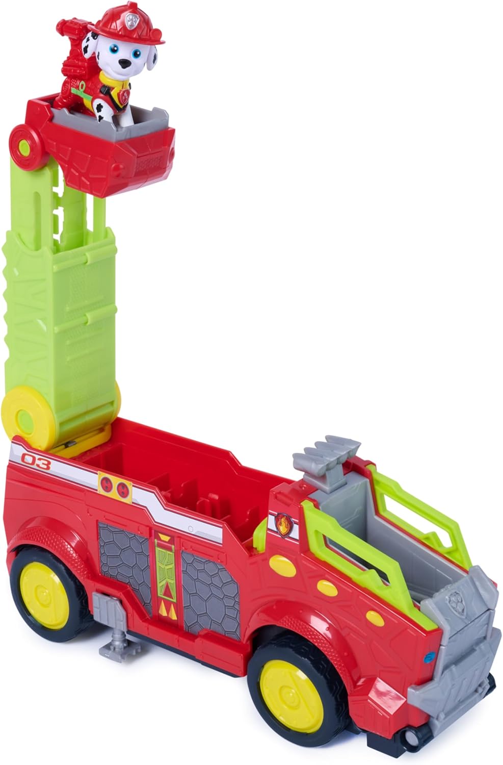 Paw Patrol: The Dino Movie Dino Rescue Responder Over 25.4 Cm Long Firetruck With Marshall Action Figure And 3 Projectiles