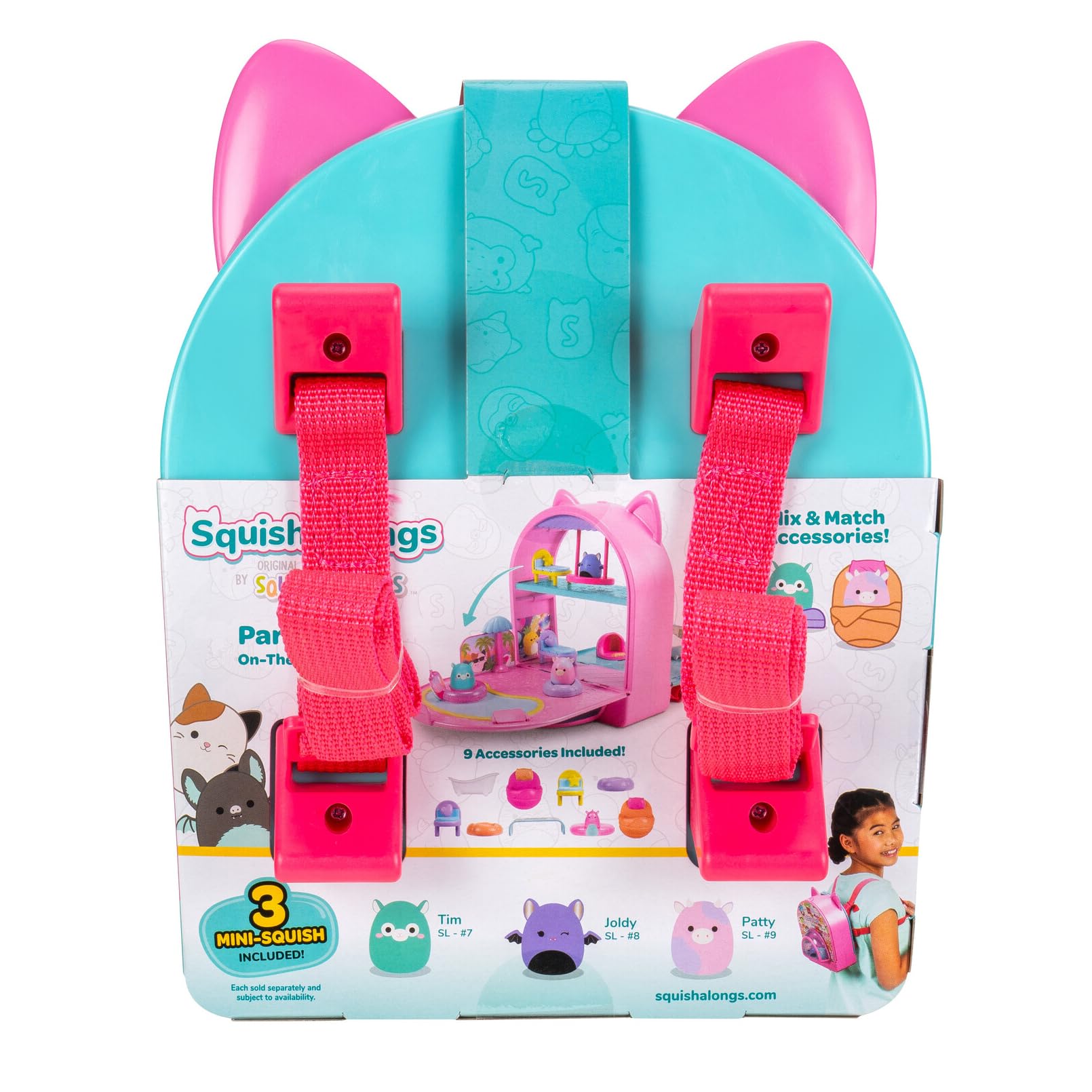 Squish-A-Longs By Original Squishmallows Party Pack On-The-Go Playset - Series 1 - Three 1-Inch Mini-Squish With 9 Furnishings - Collect, Trade, & Play