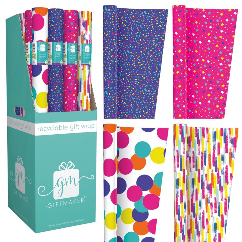 Brights Happy Birthday 3M Roll Gift Wrapping Paper Assortment