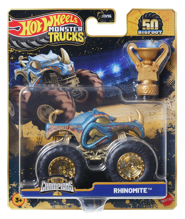 Hot Wheels Monster Trucks Trophy Champions Premium Die-Cast 1:64 Scale & Trophy