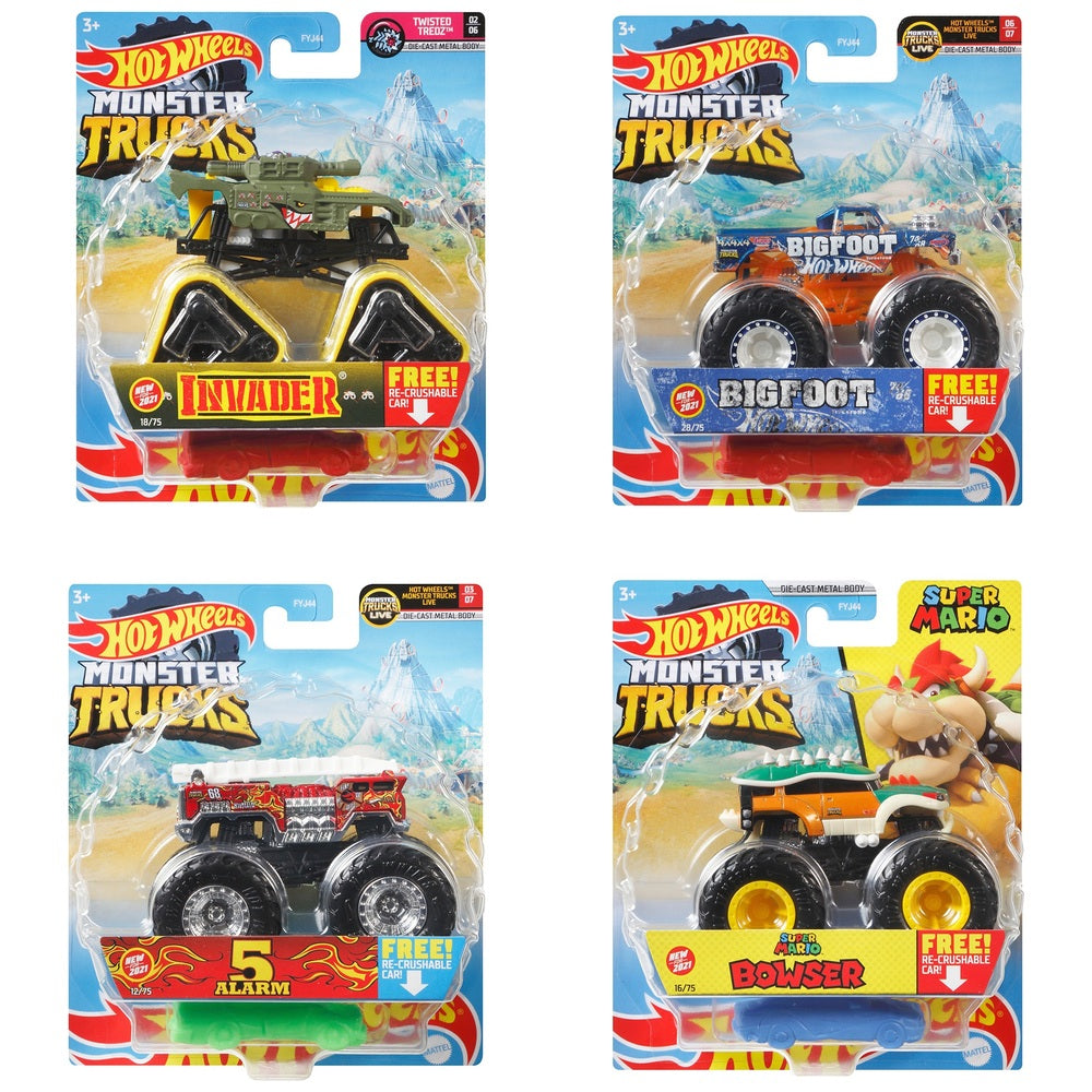 Hot Wheels Monster Trucks 1:64 Scale Diecast Toy Cars