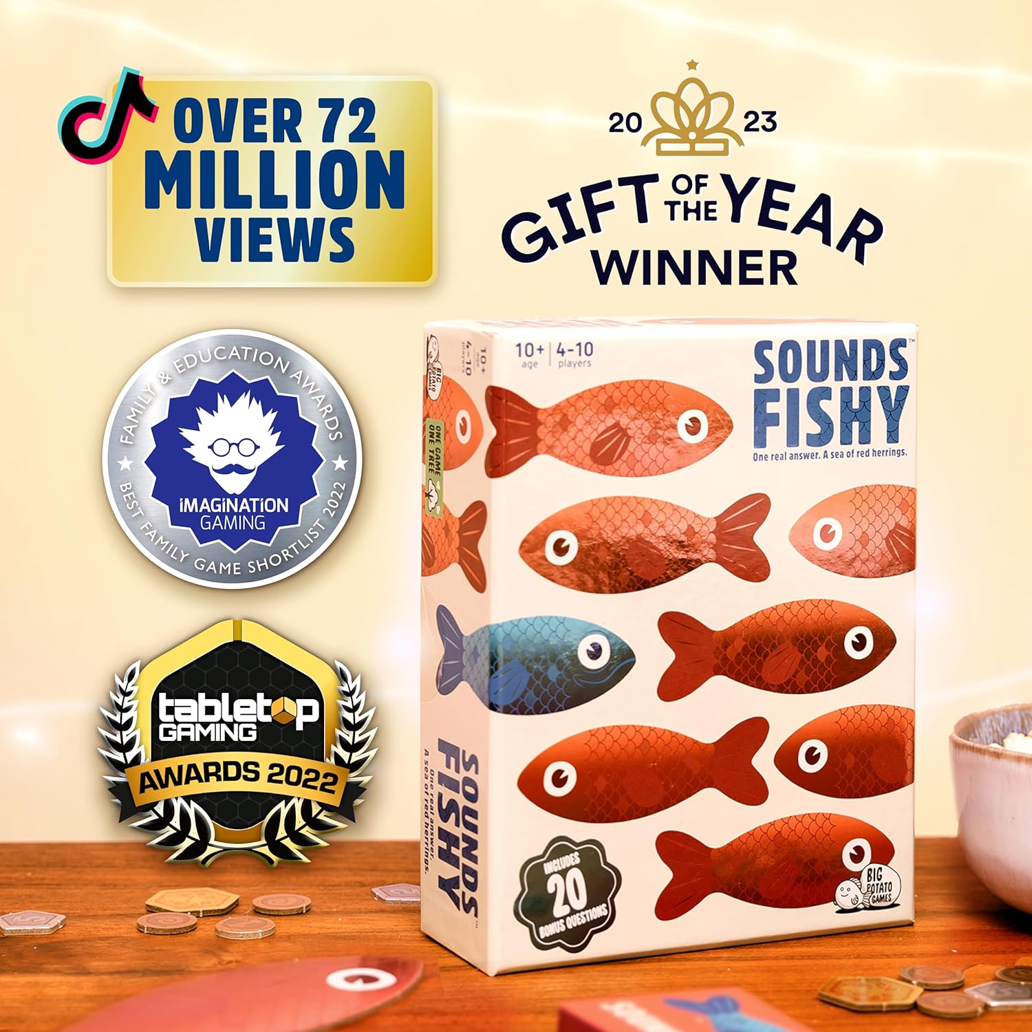 Sounds Fishy – Fast-Paced Bluffing Party Game For Kids 10+ & Adults