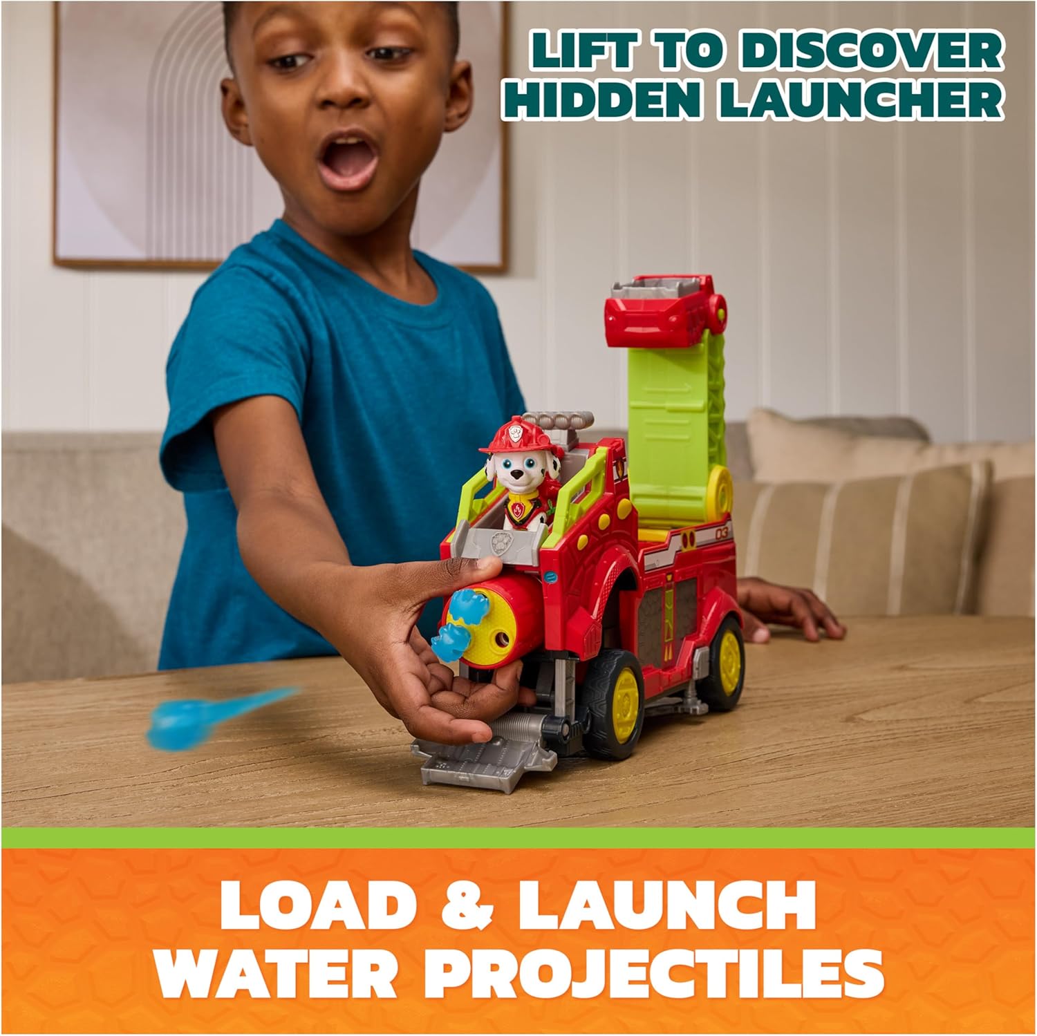 Paw Patrol: The Dino Movie Dino Rescue Responder Over 25.4 Cm Long Firetruck With Marshall Action Figure And 3 Projectiles