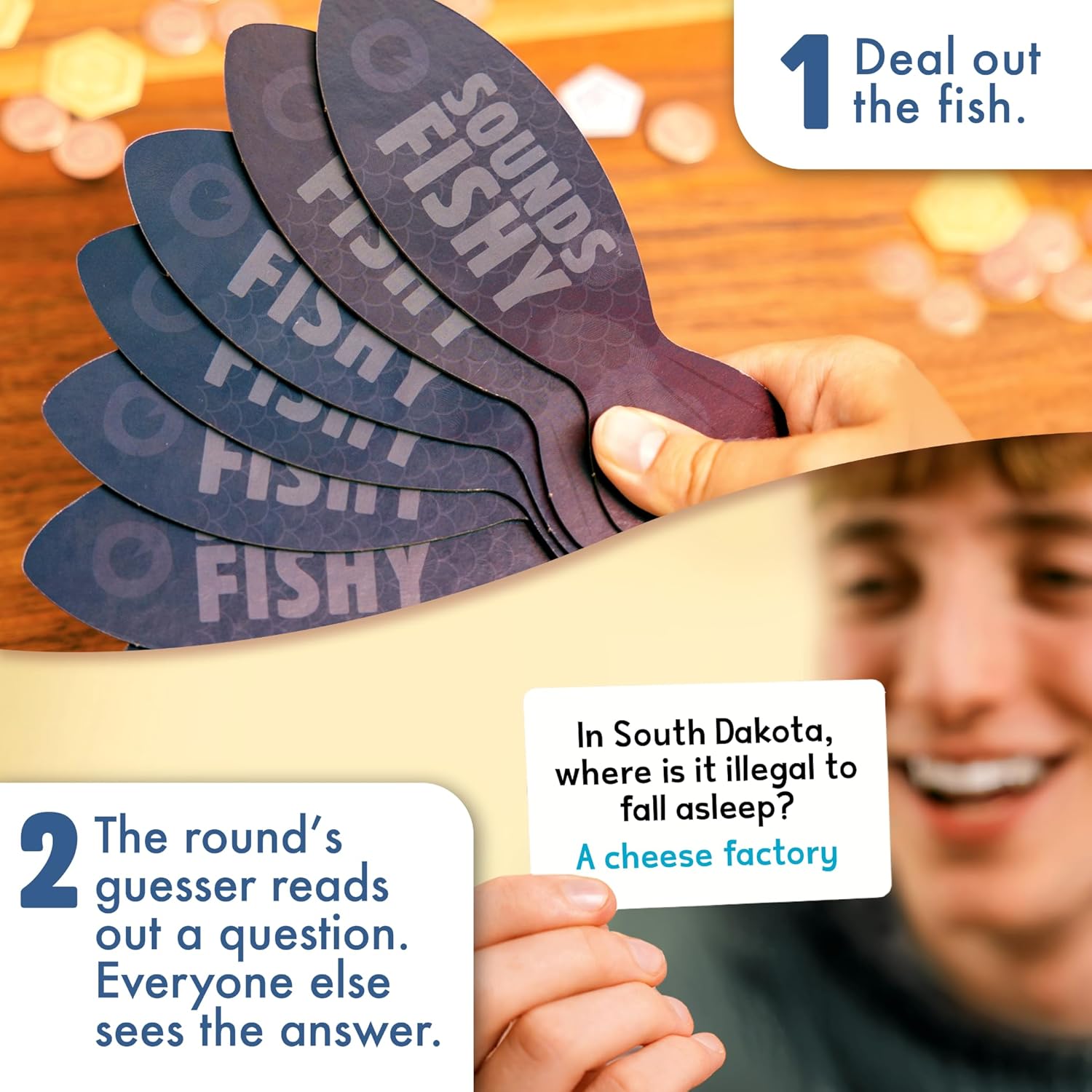 Sounds Fishy – Fast-Paced Bluffing Party Game For Kids 10+ & Adults