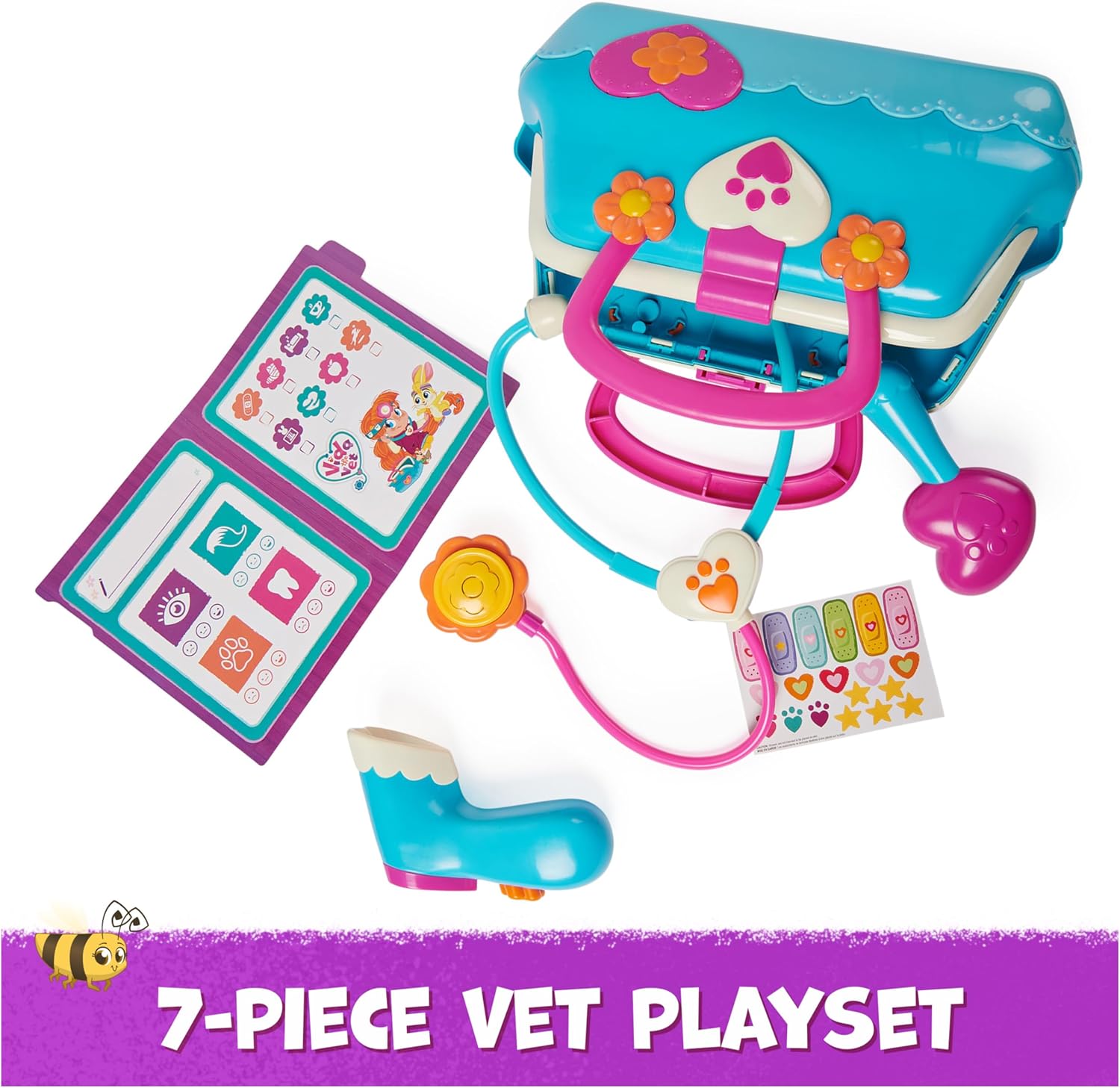 Vida The Vet Vet’s Bag With 5 Veterinary Doctor Kit Accessories, 1 Popcorn Plush Toy & Stickers
