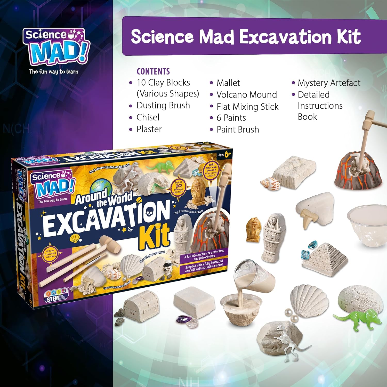 Science Mad Around The World 10 In 1 Excavation Kit