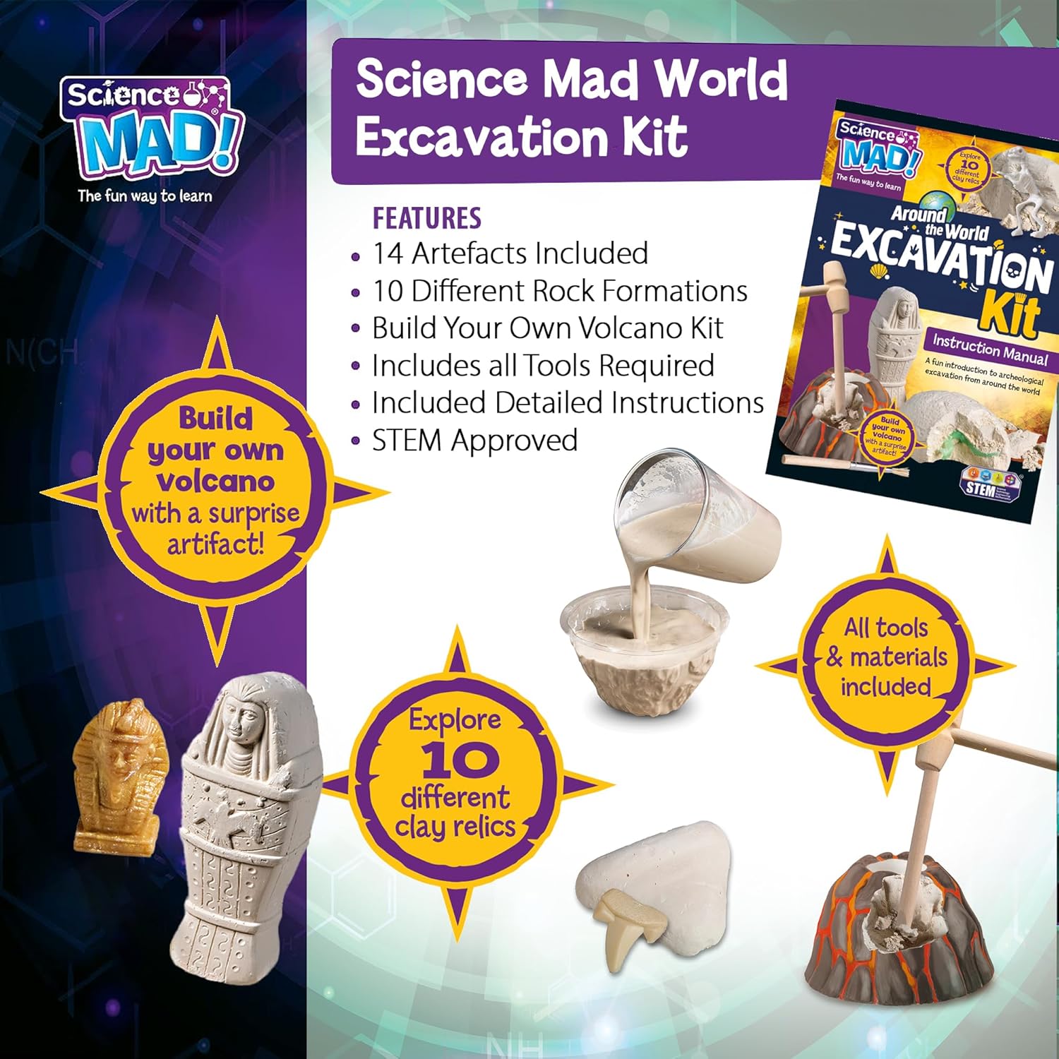 Science Mad Around The World 10 In 1 Excavation Kit