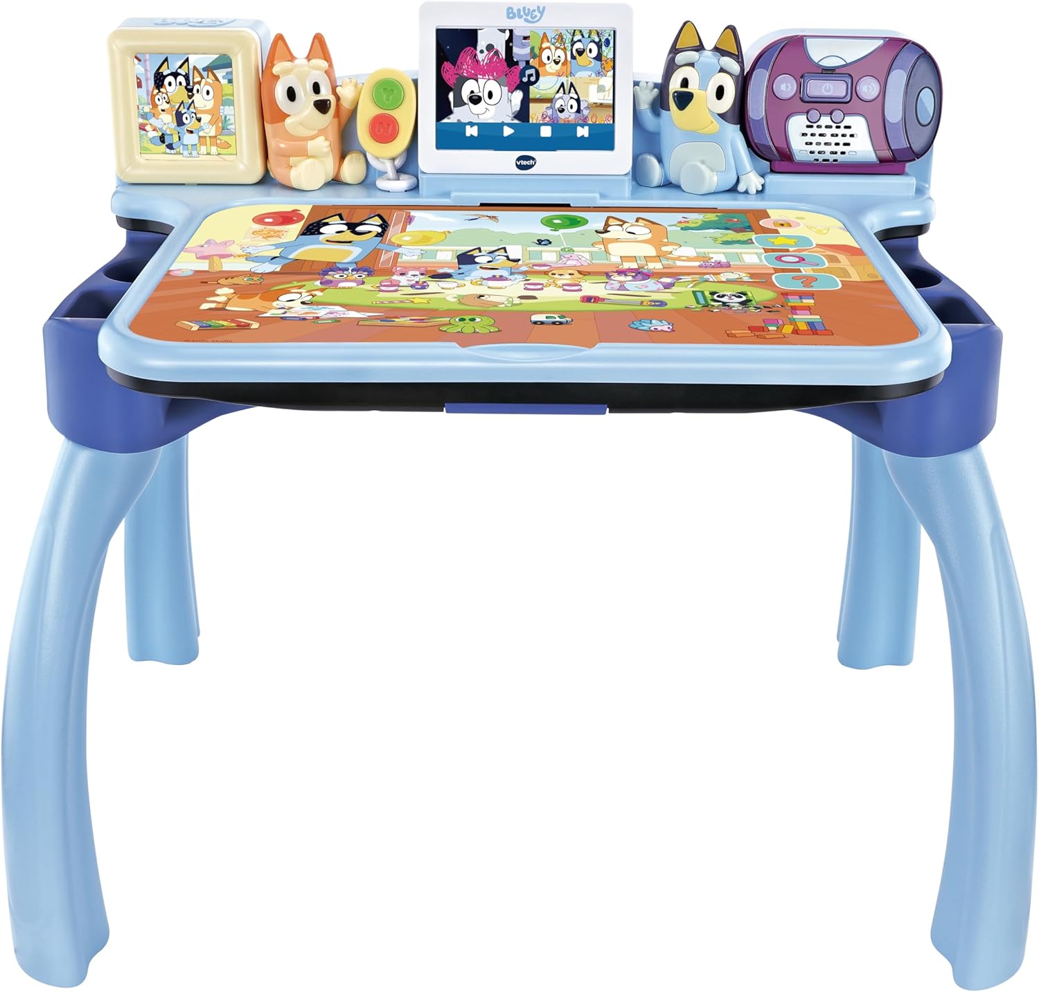 Vtech Official Bluey 3-In-1 Interactive Activity Desk With Chalkboard And Art Station