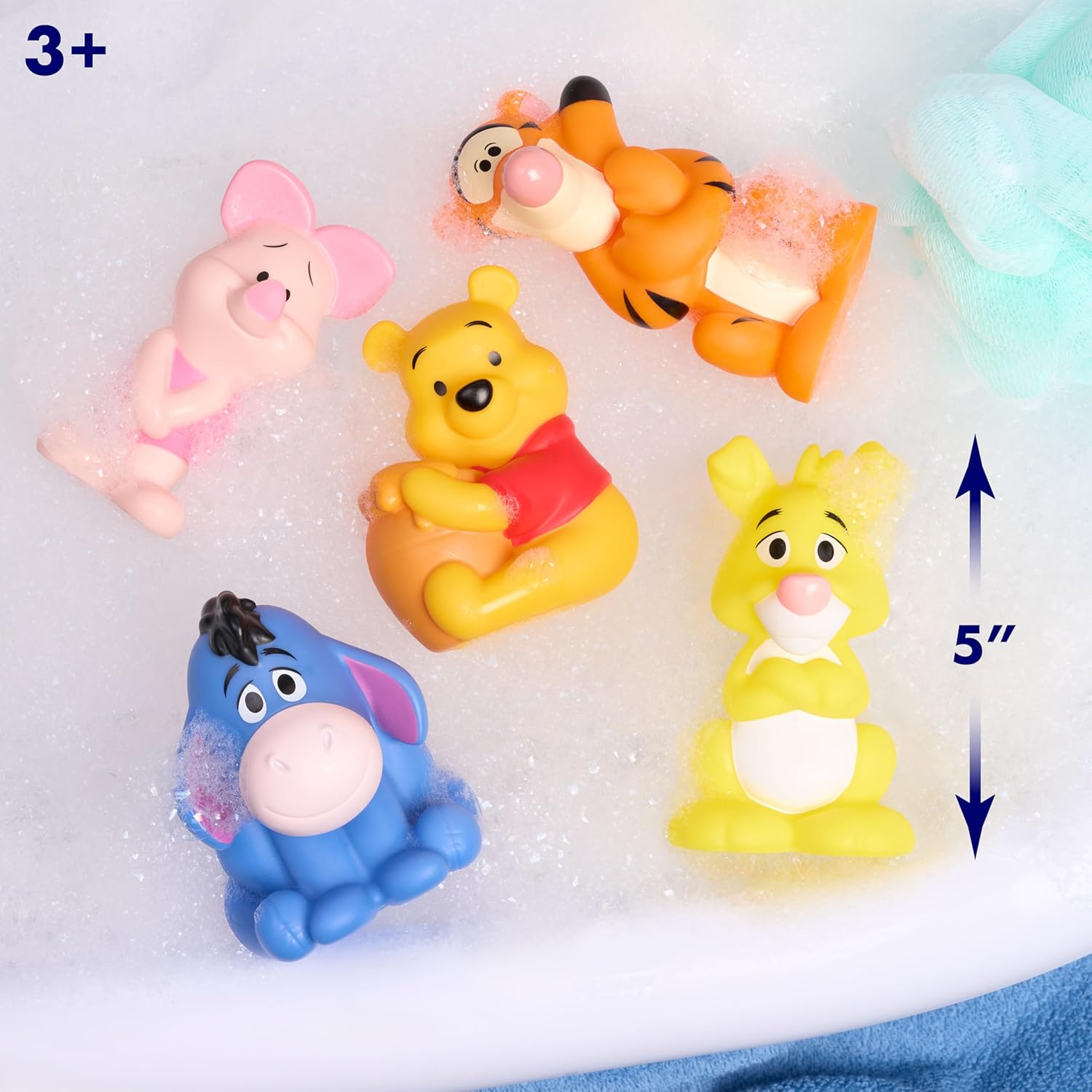 Disney Winnie The Pooh Bath Caddy With 5 Bath Toy Figures