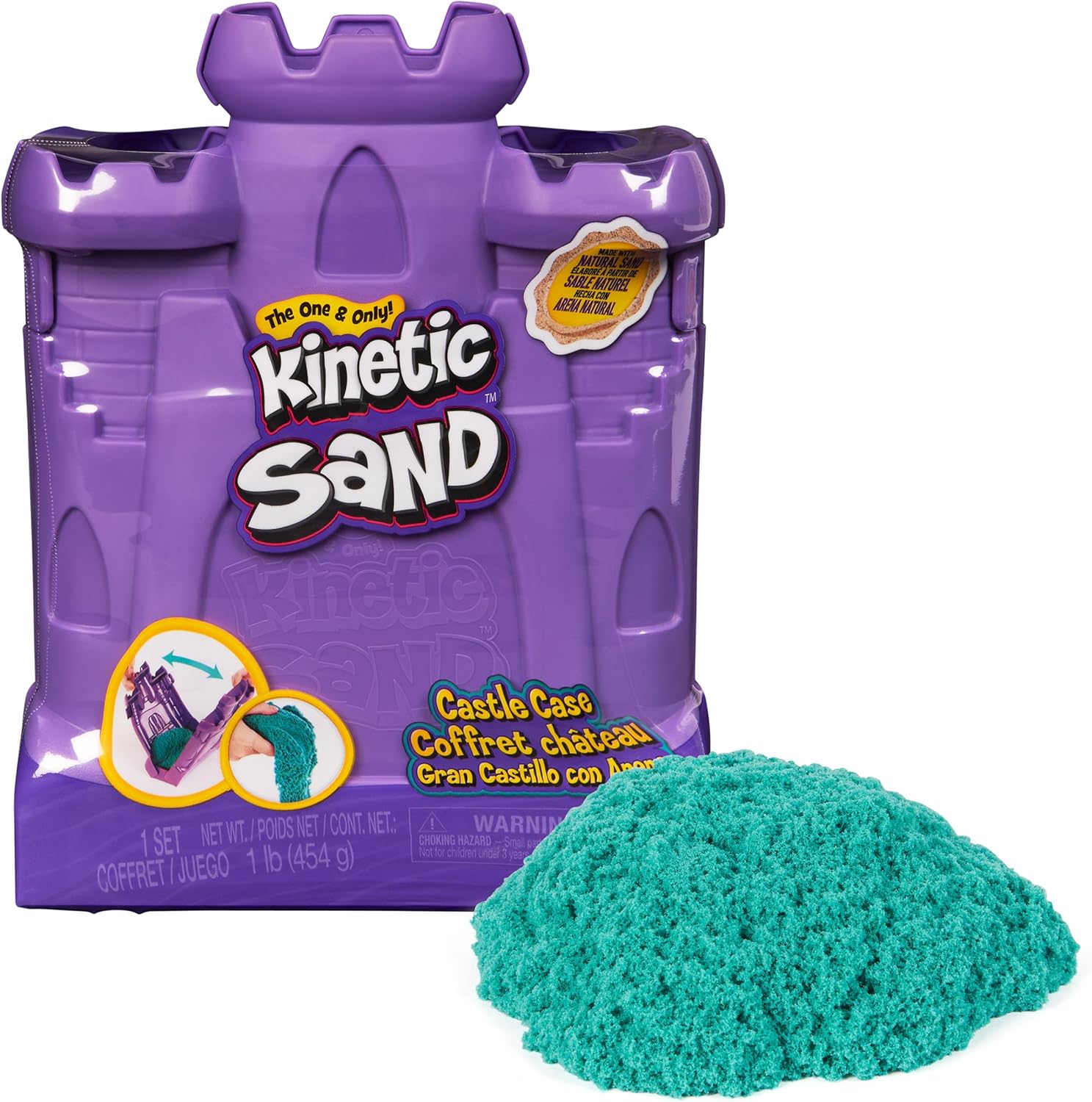 Kinetic Sand, Castle Case With 1Lb Teal Sand