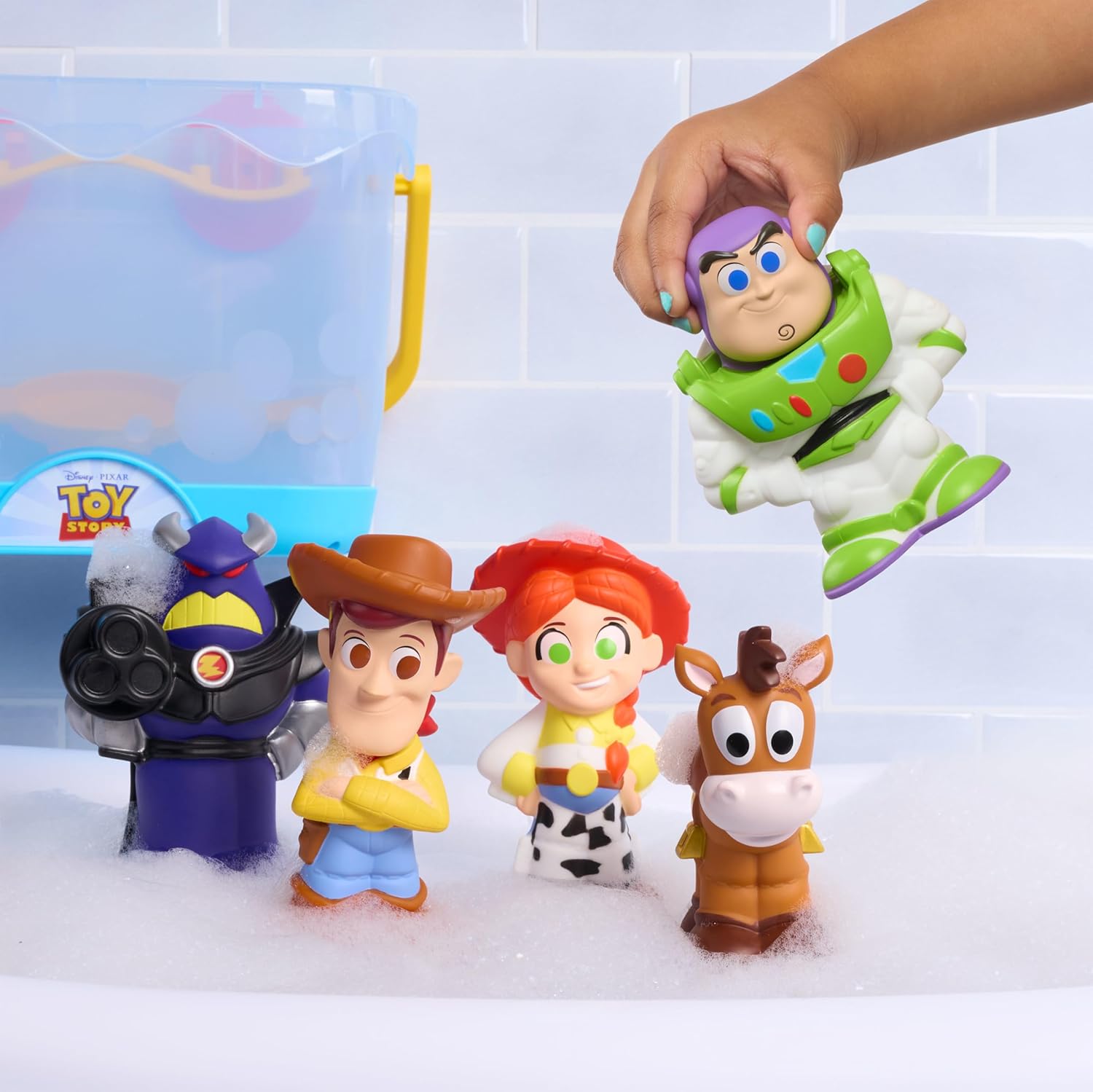 Disney Toy Story Bath Caddy With 5 Bath Toy Figures