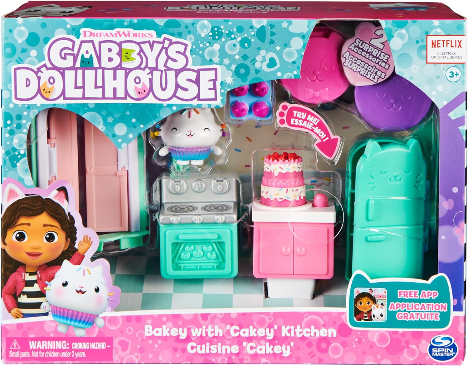 Gabby’s Dollhouse, Bakey With Cakey Kitchen With Figure And Accessories, 3 Furniture Pieces And 2 Surprises