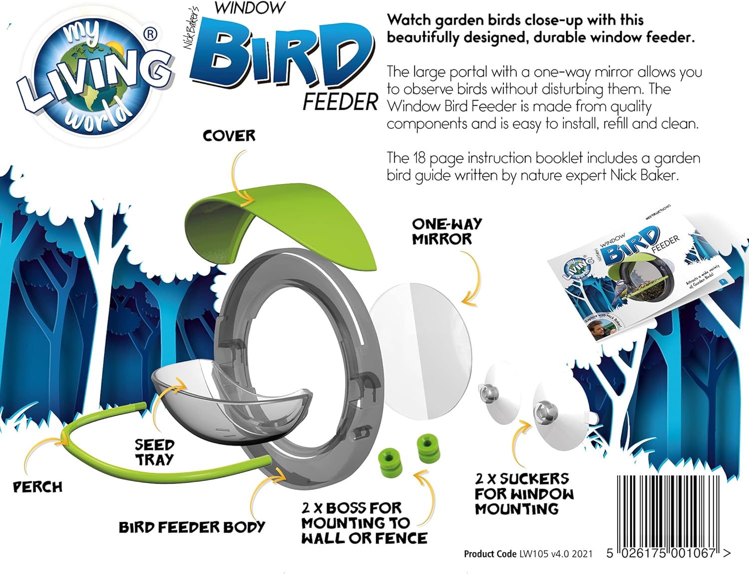 My Living World Window Bird Feeder, Multicolor