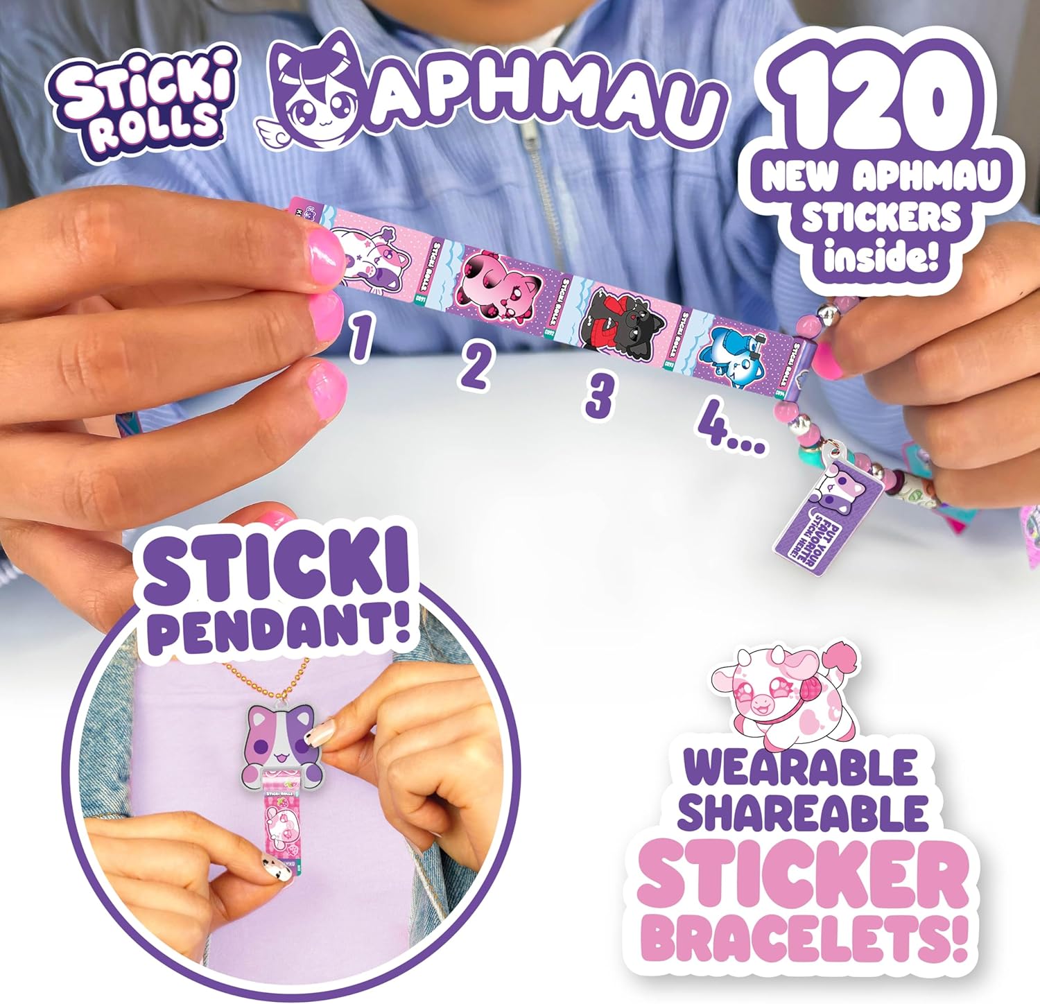 Sticki Rolls Aphmau Sticker Pendant And Bracelet Set