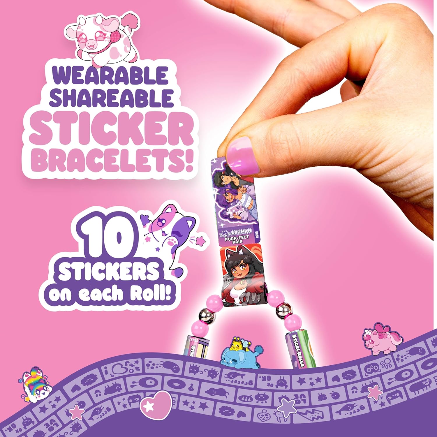 Sticki Rolls Aphmau Sticker Pendant And Bracelet Set