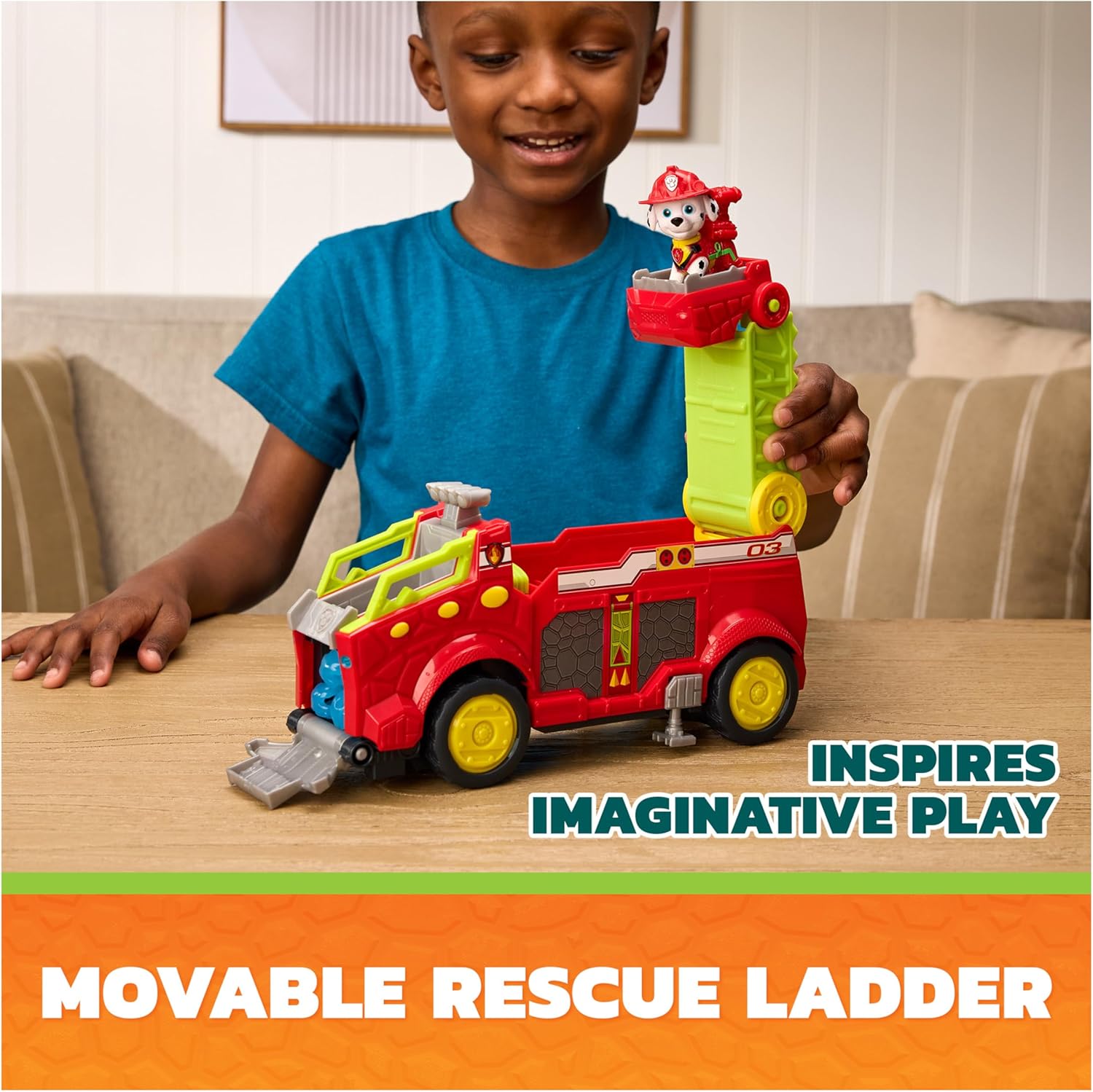 Paw Patrol: The Dino Movie Dino Rescue Responder Over 25.4 Cm Long Firetruck With Marshall Action Figure And 3 Projectiles