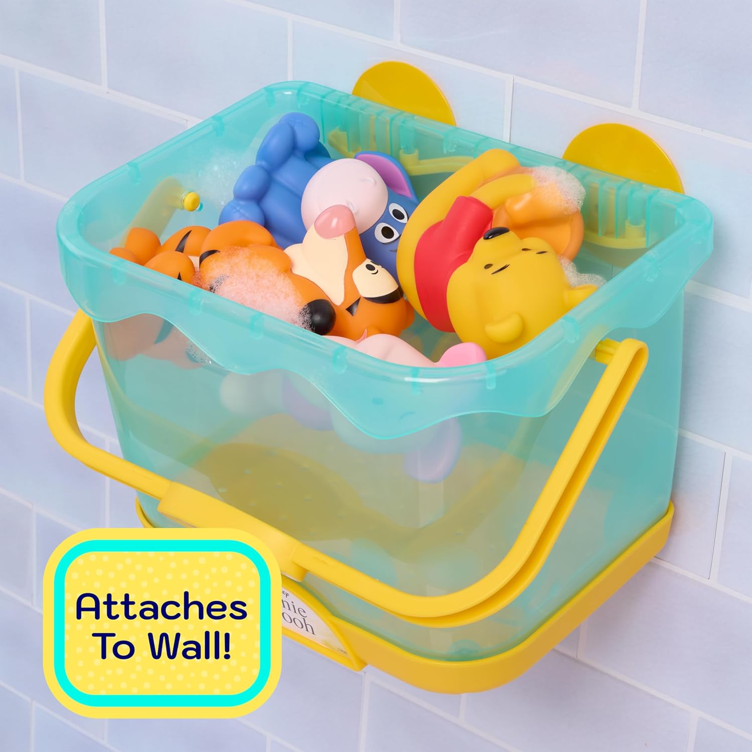 Disney Winnie The Pooh Bath Caddy With 5 Bath Toy Figures