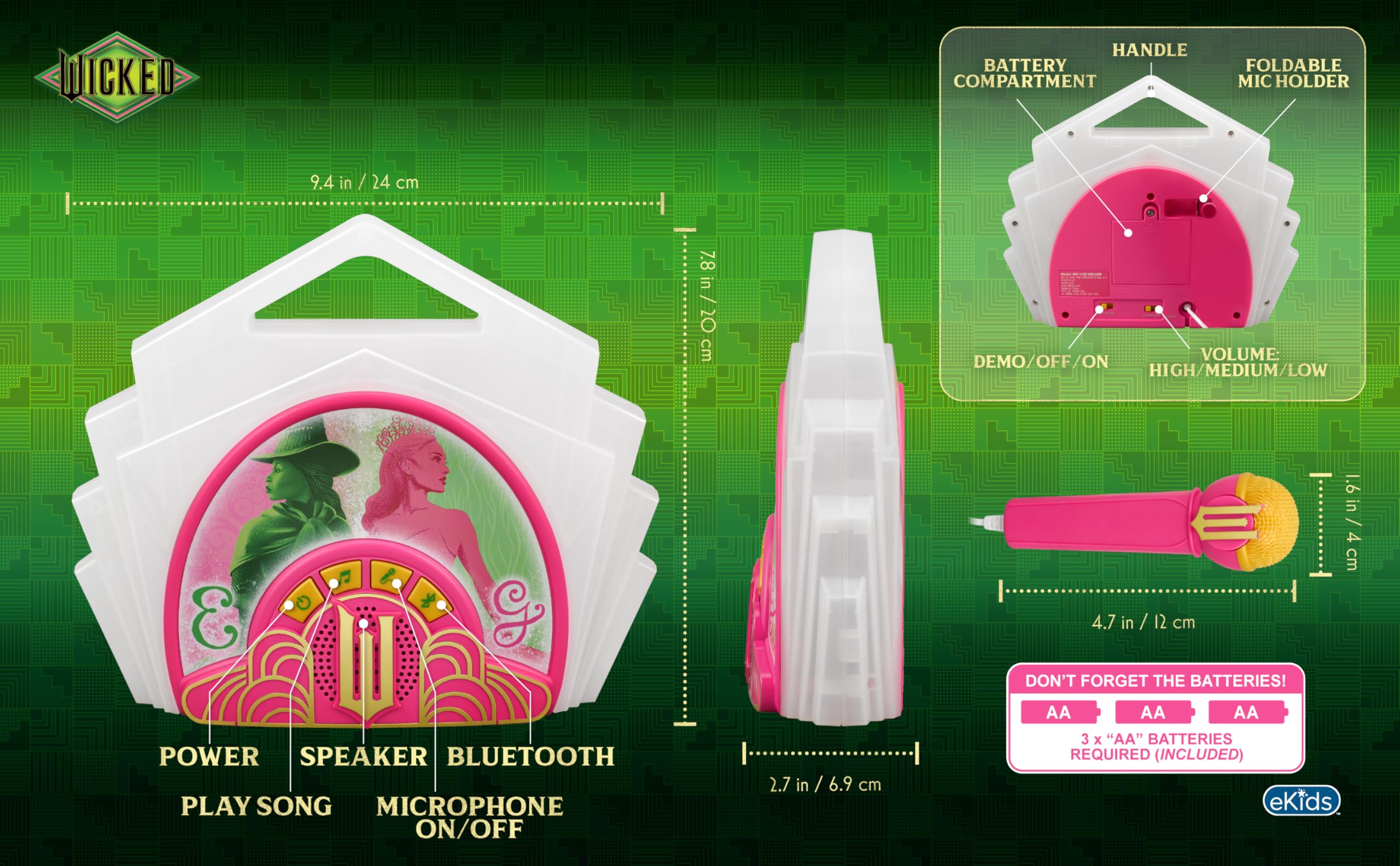 Wicked Sing-Along Bluetooth Boombox With Microphone