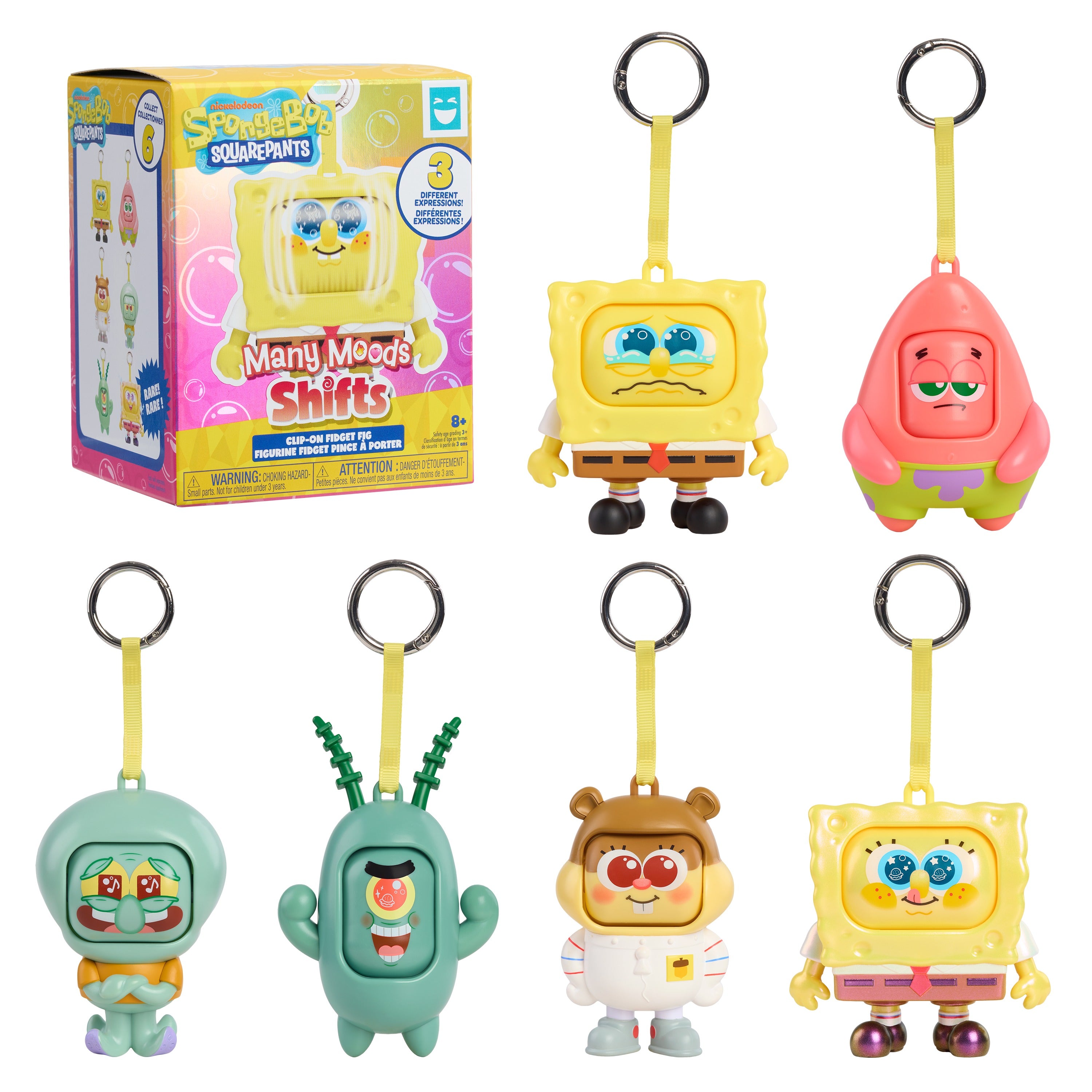 Happy Haul Spongebob Squarepants Many Moods Shifts Clip-On Fidget Figures Blind Box Assortment