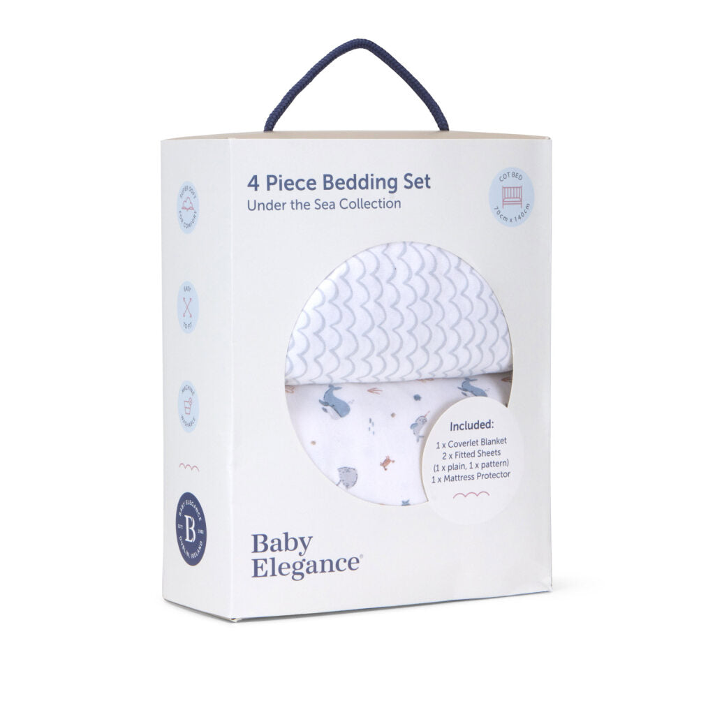 Baby Elegance Cot Bed Bedding Under The Sea Set- 70 X 140Cm - 4Pcs