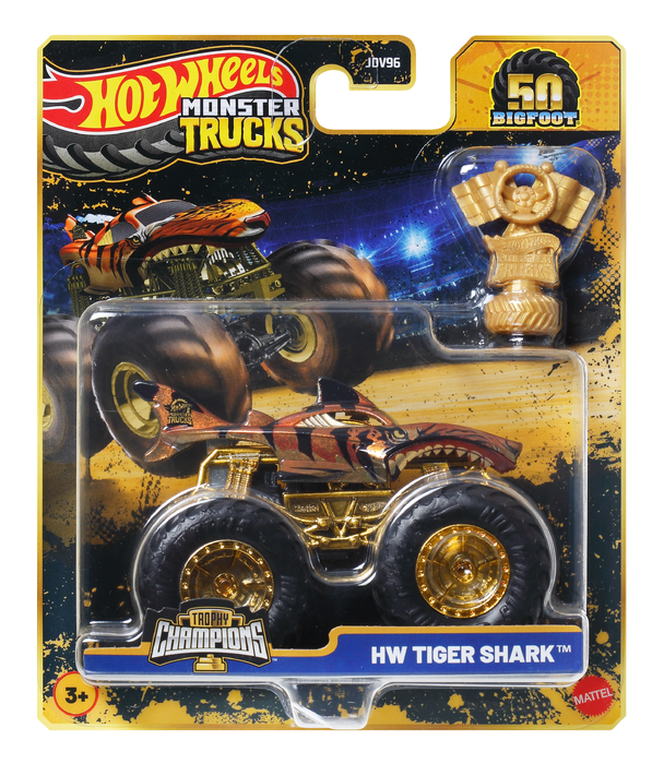Hot Wheels Monster Trucks Trophy Champions Premium Die-Cast 1:64 Scale & Trophy